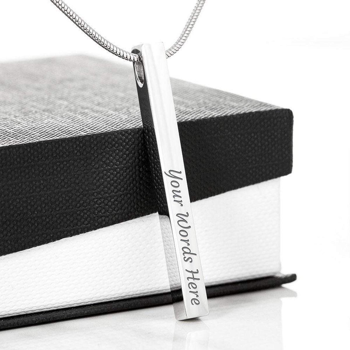 2 Sided Engraved Stick Necklace - Front and Back
