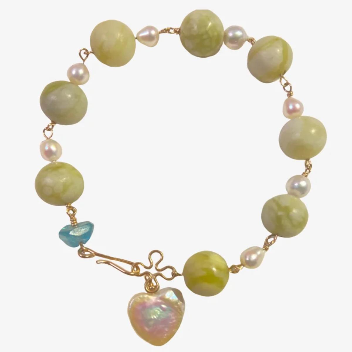 LUCENT VINE Dainty Bracelet | Blue Apatite Jade Pearl | LING LAN Jewelry
