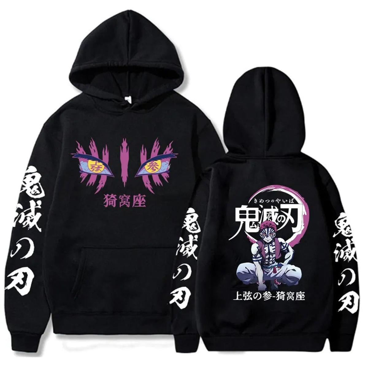 Anime Demon Slayer Akaza Graphic Printed Hoodie