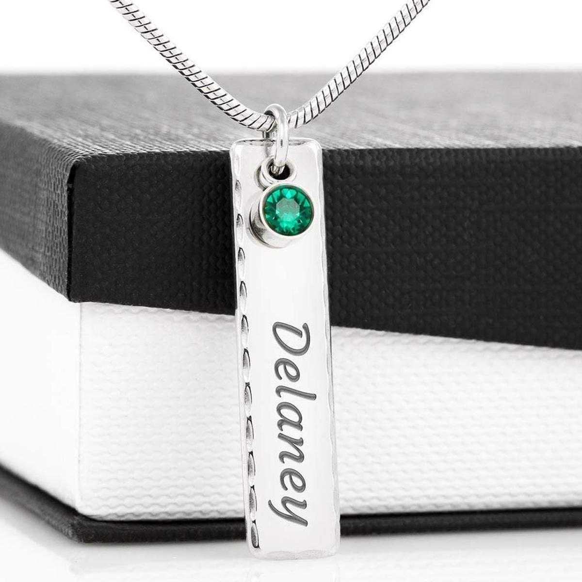 Birthstone Name Necklace - Engrave Your Message