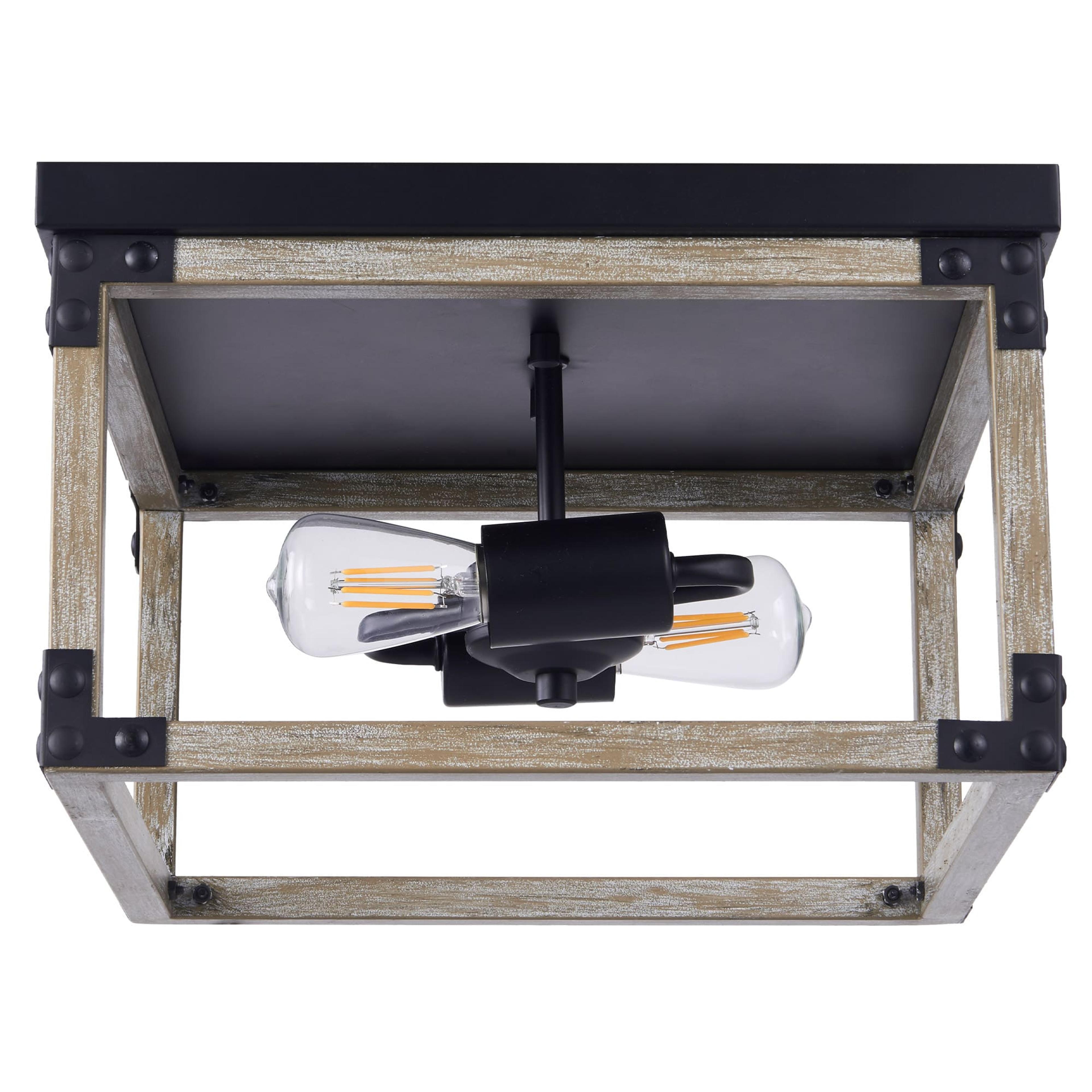 2-Light Metal Cage Flush Mount Farmhouse Ceiling Light