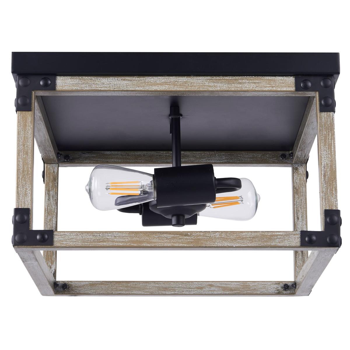 2-Light Metal Cage Flush Mount Farmhouse Ceiling Light
