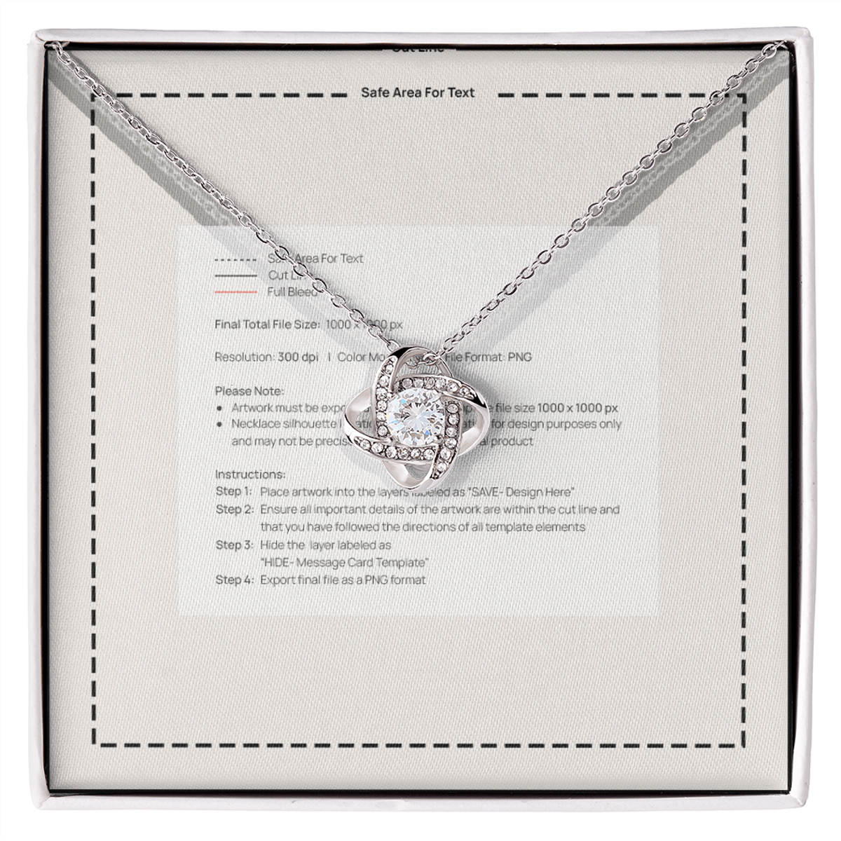 Love Knot Necklace - White and Yellow Gold Finish