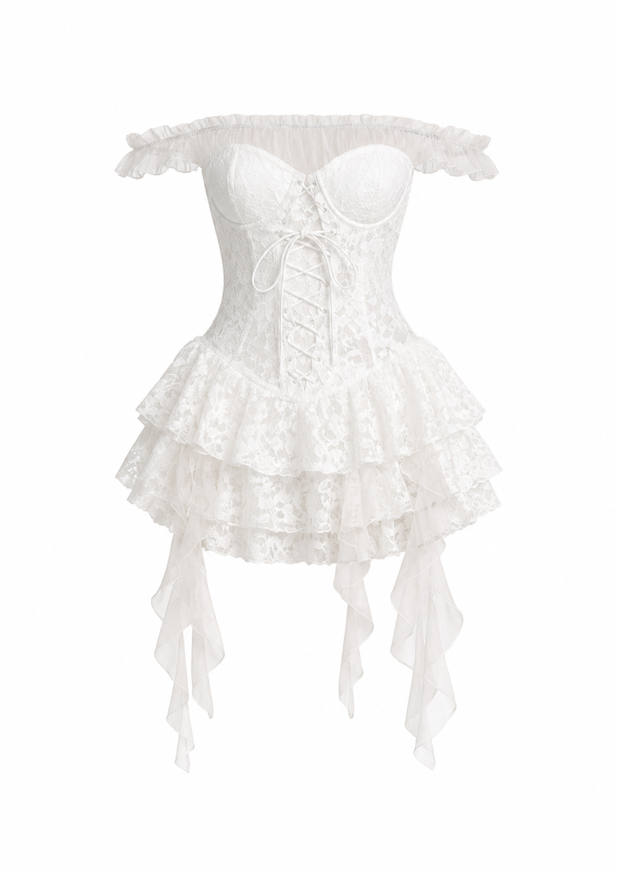 Angelcore Corset Ruffle Lace Dress