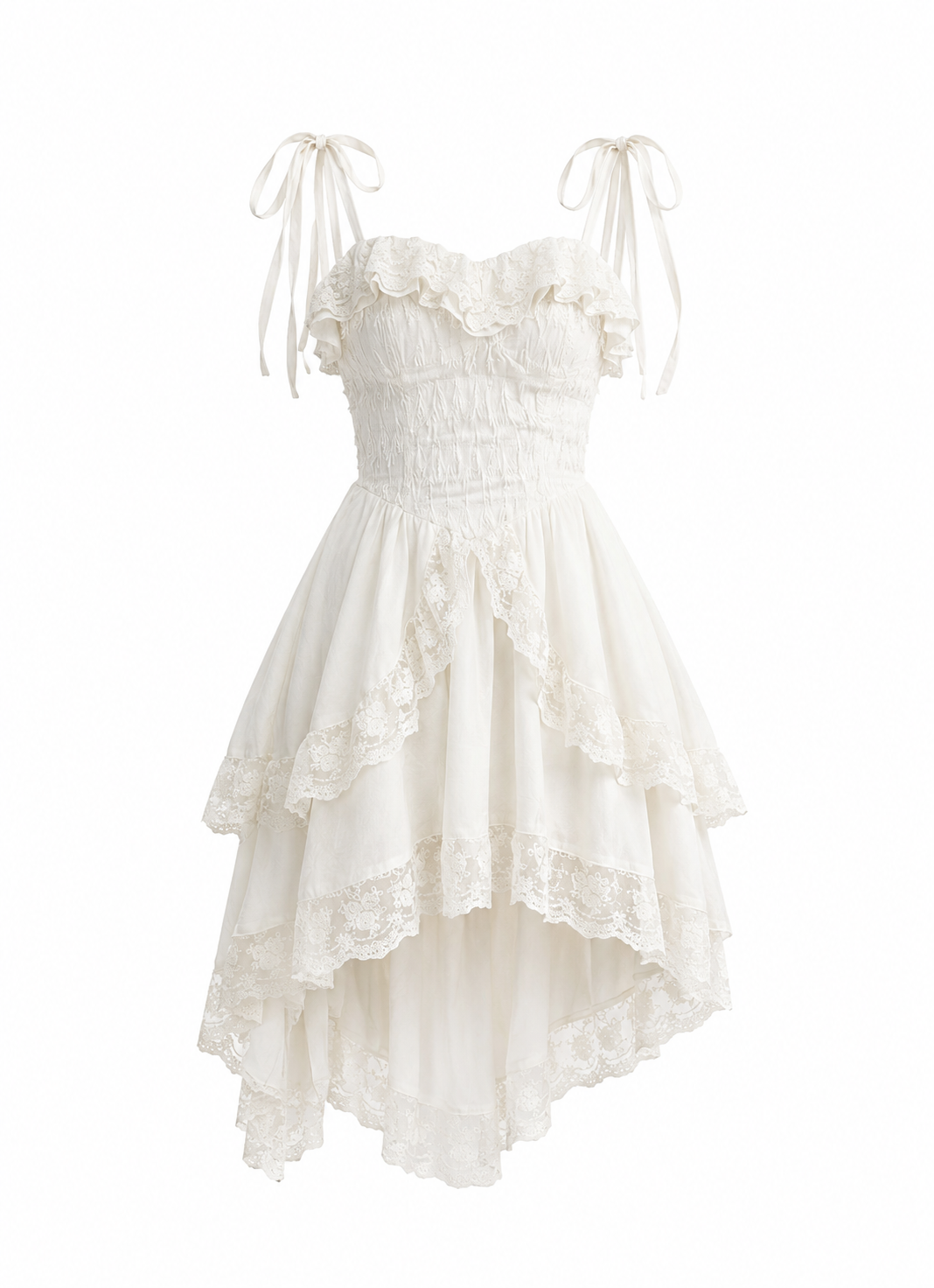 Angelcore Ruffle Tie Strap Mini Dress