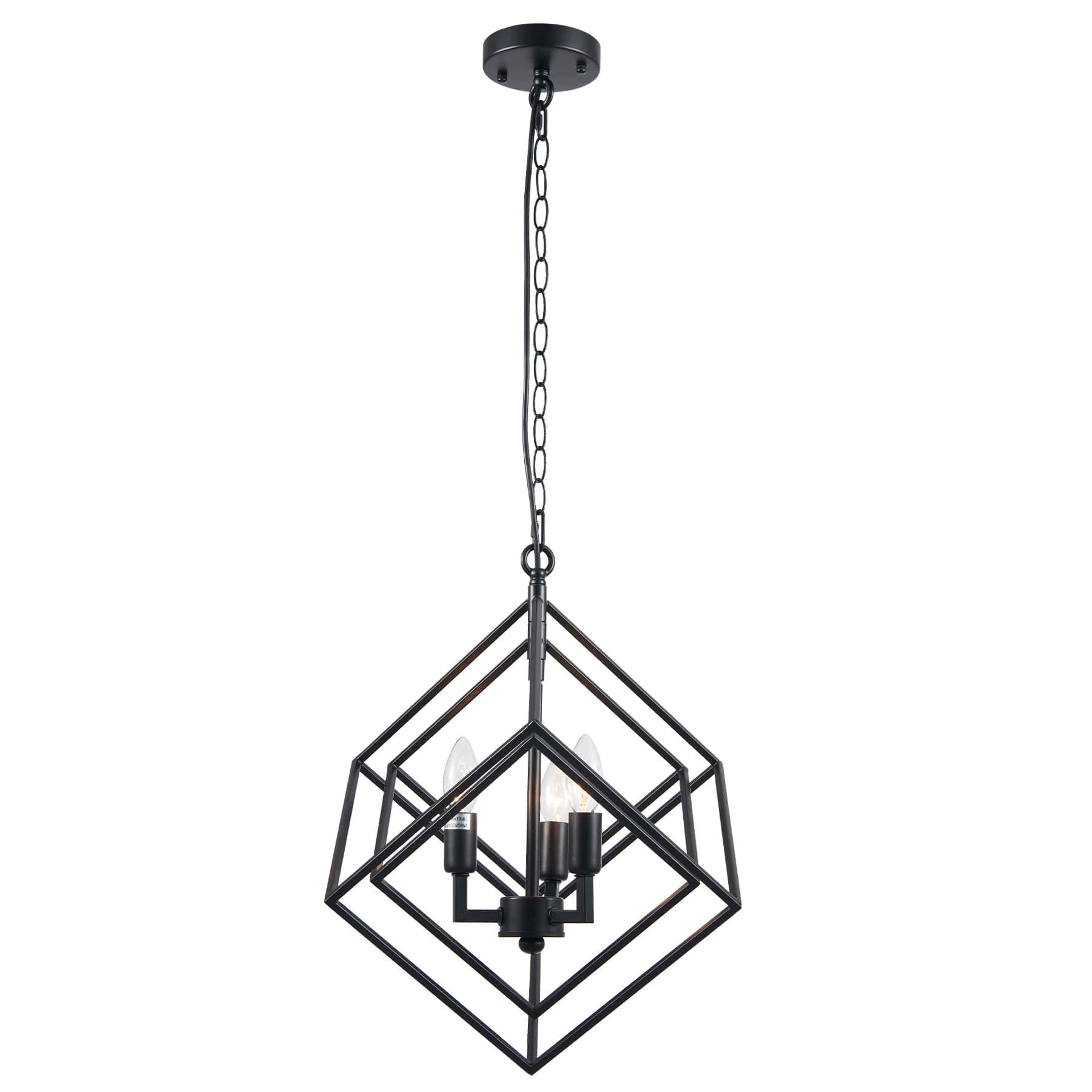 3-Light Nested Cube Pendant Light, Matte Black
