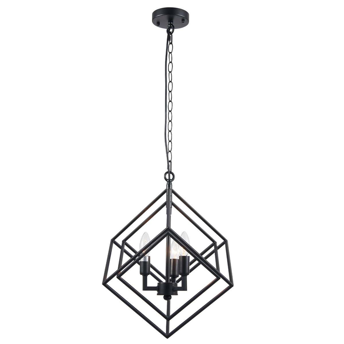3-Light Nested Cube Pendant Light, Matte Black