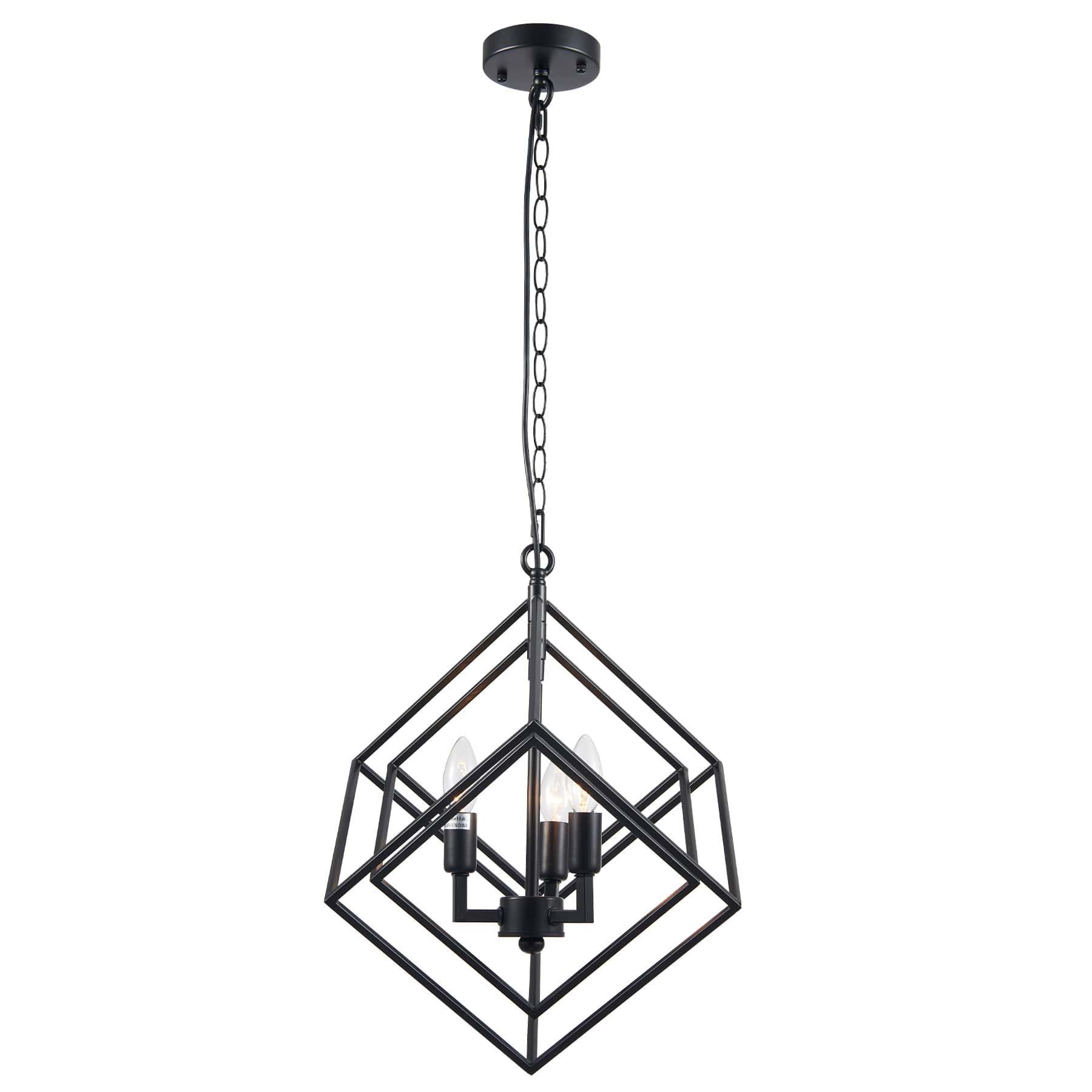 3-Light Nested Cube Pendant Light, Matte Black