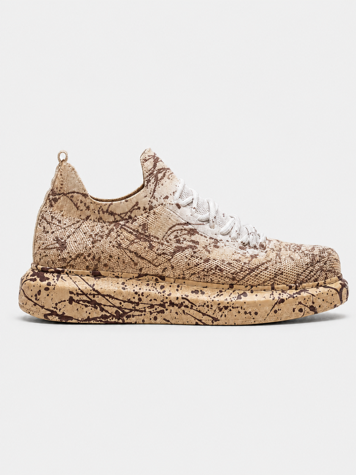 Men's Torino Light Brown Peak Hand-Painted Knit Sneaker