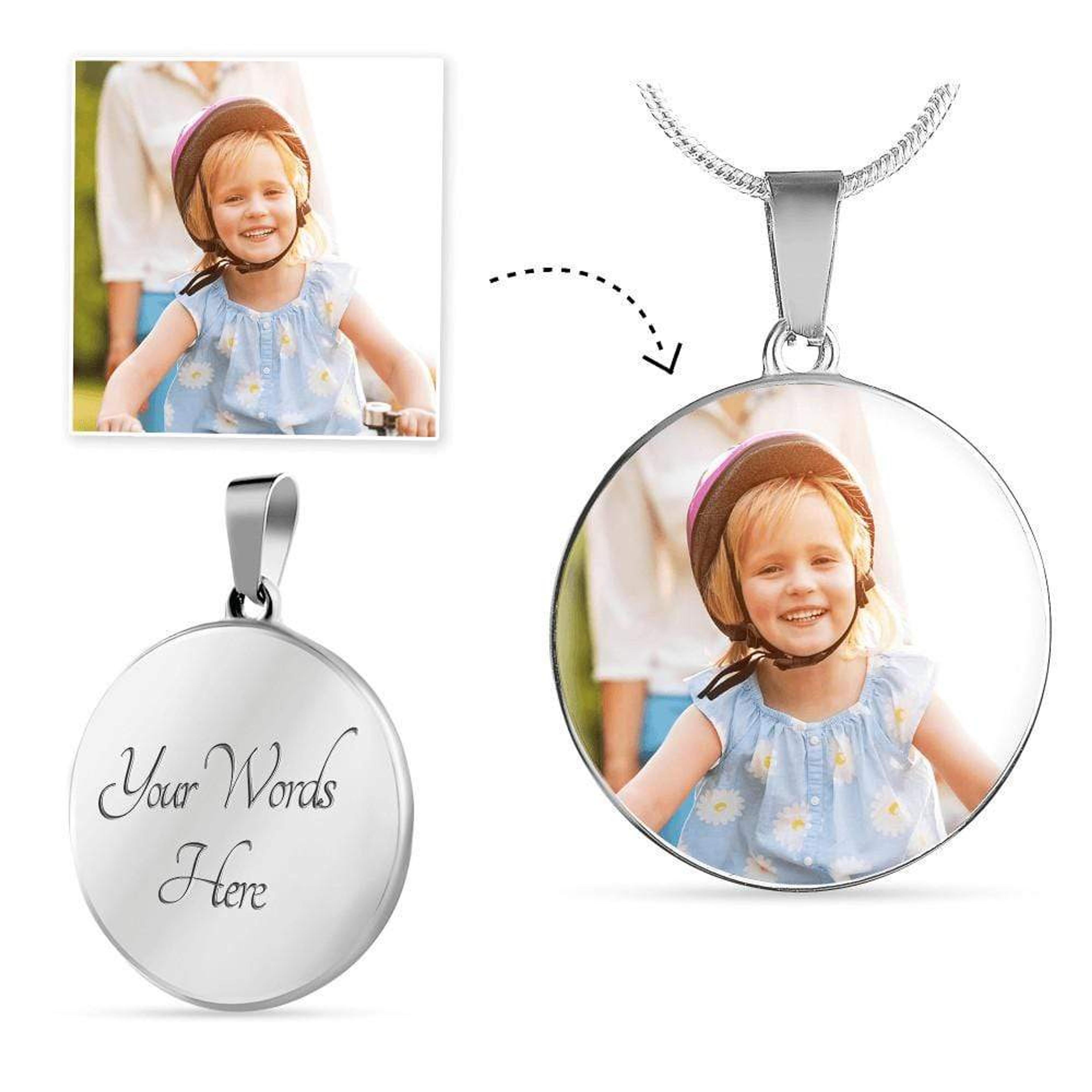 Circle Pendant Adjustable Chain - Photo and Message