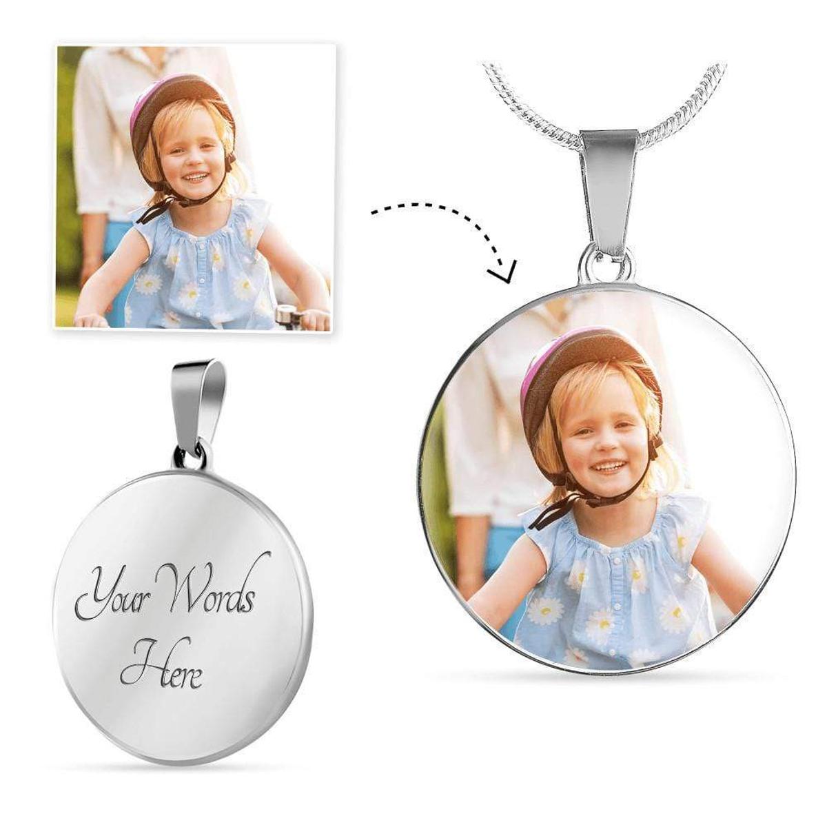 Circle Pendant Adjustable Chain - Photo and Message