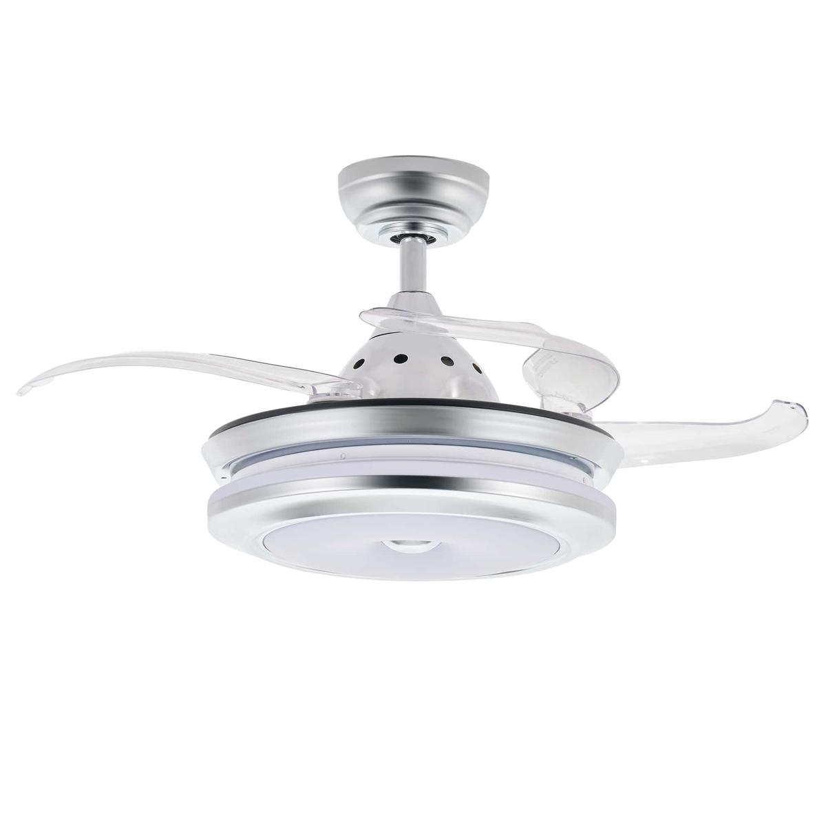 36-Inch Ceiling Fan with Retractable Blades and LED Light