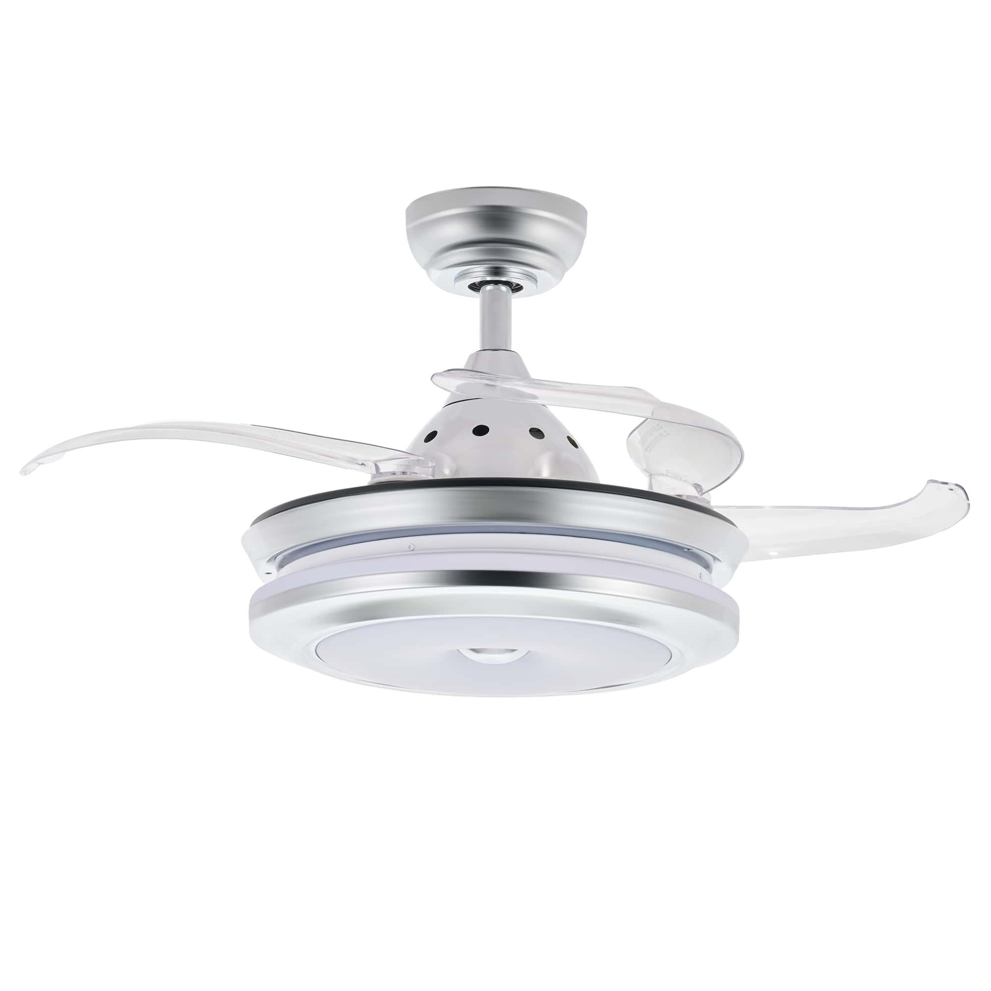 36-Inch Ceiling Fan with Retractable Blades and LED Light