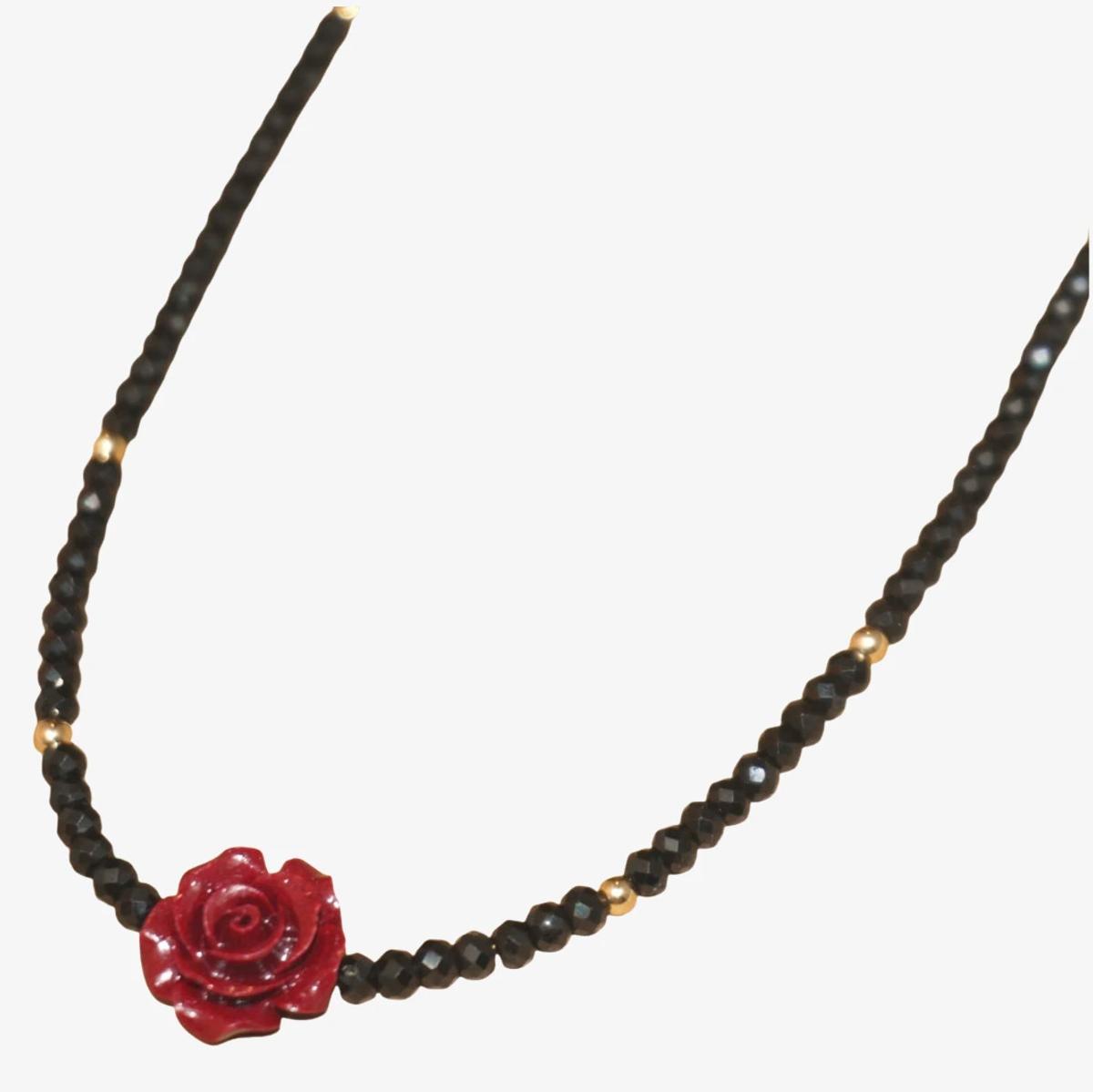 14K Gold-Filled Healing FLAME | Cinnabar Rose Necklace | LING LAN Jewelry