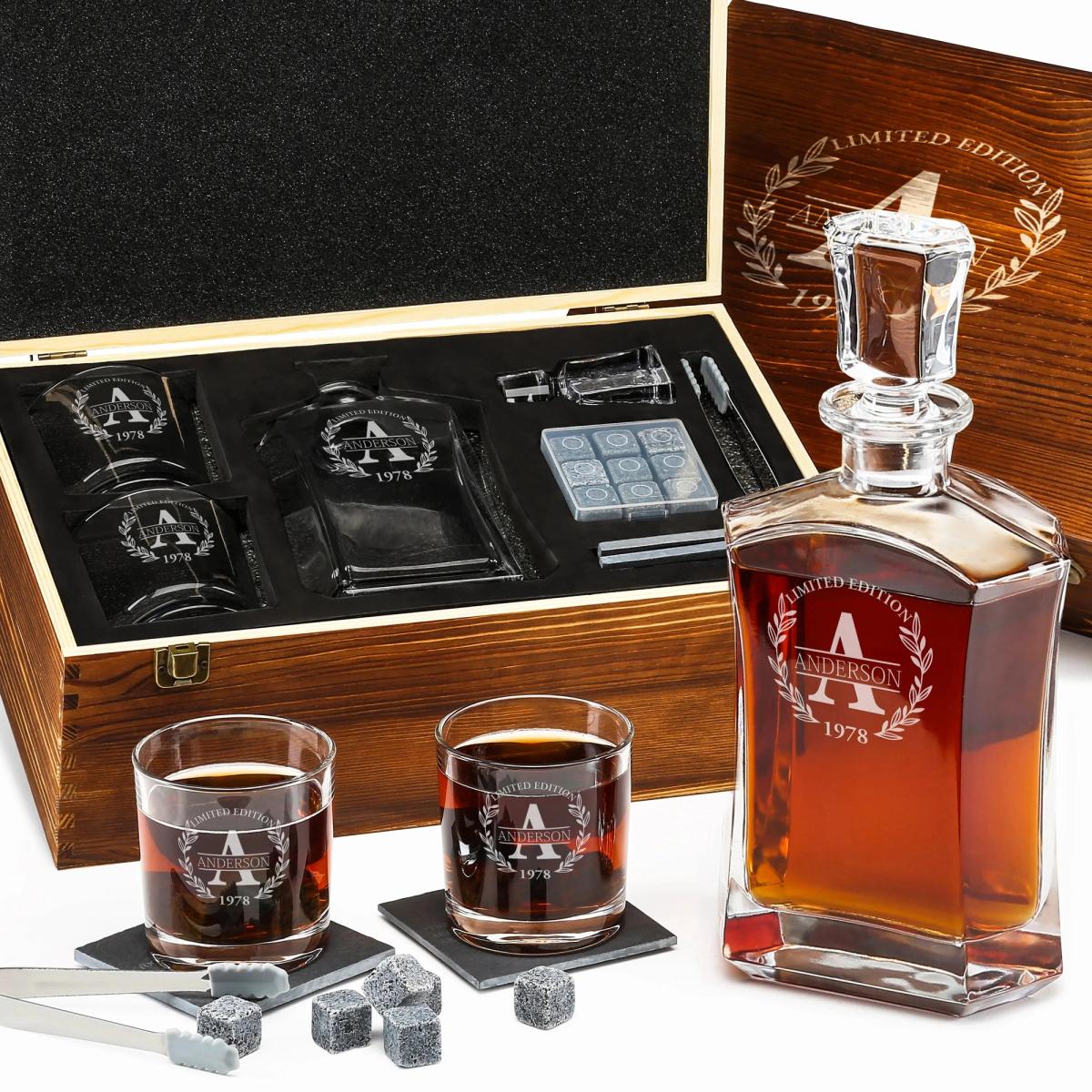 Frolk Old Fashioned Whiskey Set — Decanter + 2 Glasses
