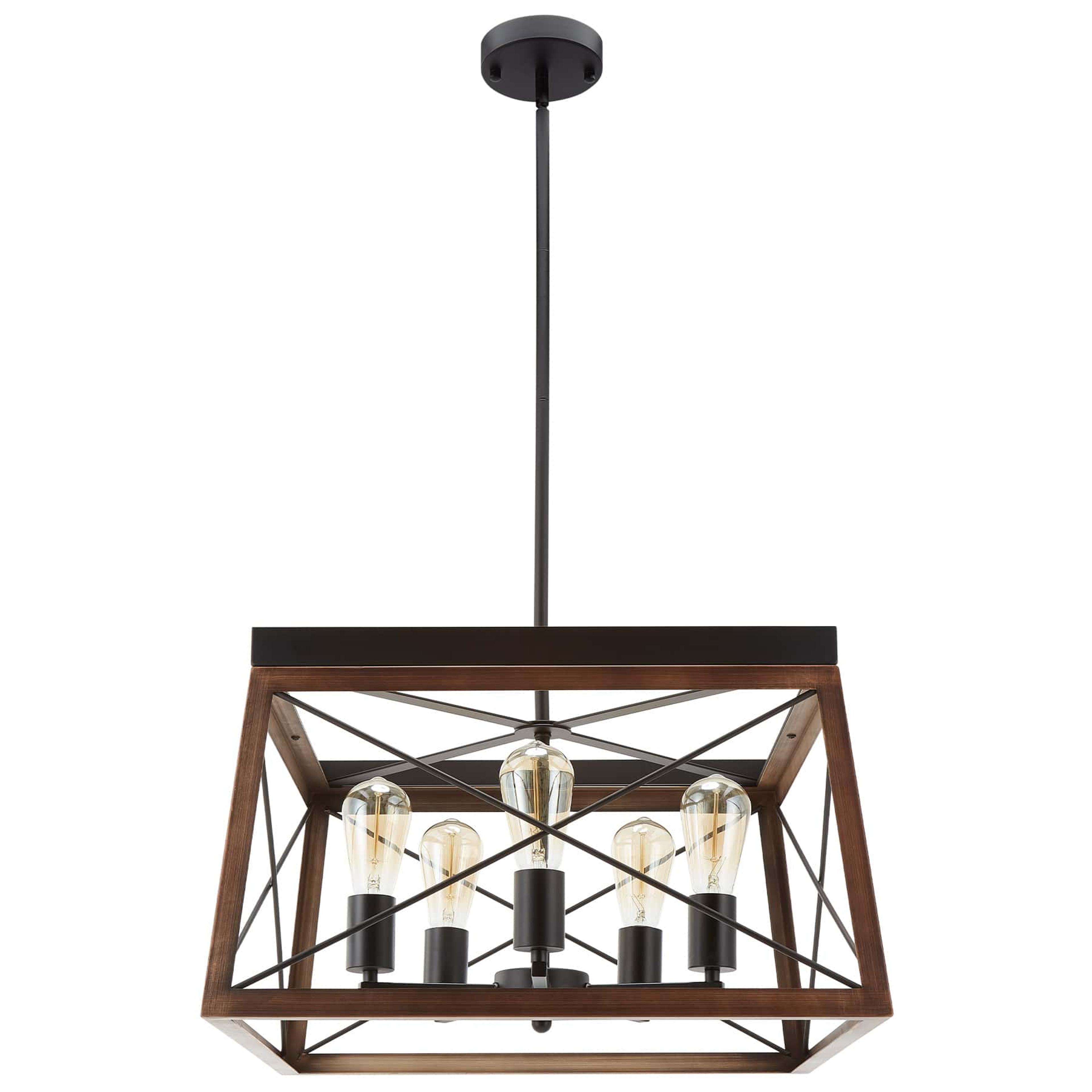 5-Bulb Open Metal Frame Pendant Chandelier