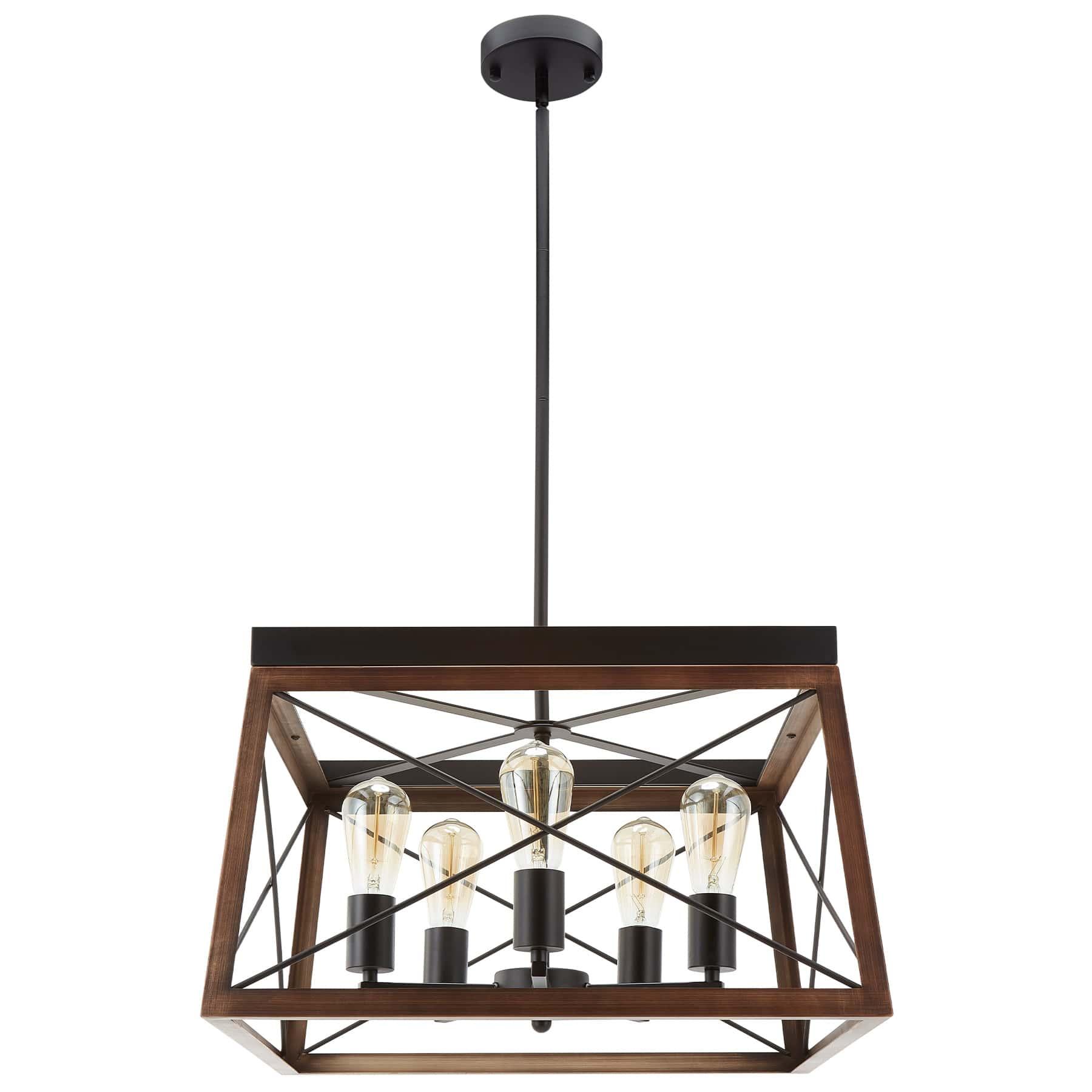 5-Bulb Open Metal Frame Pendant Chandelier