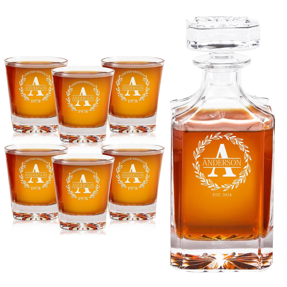 Frolk Classic Whiskey Set — Decanter + 6 Glasses