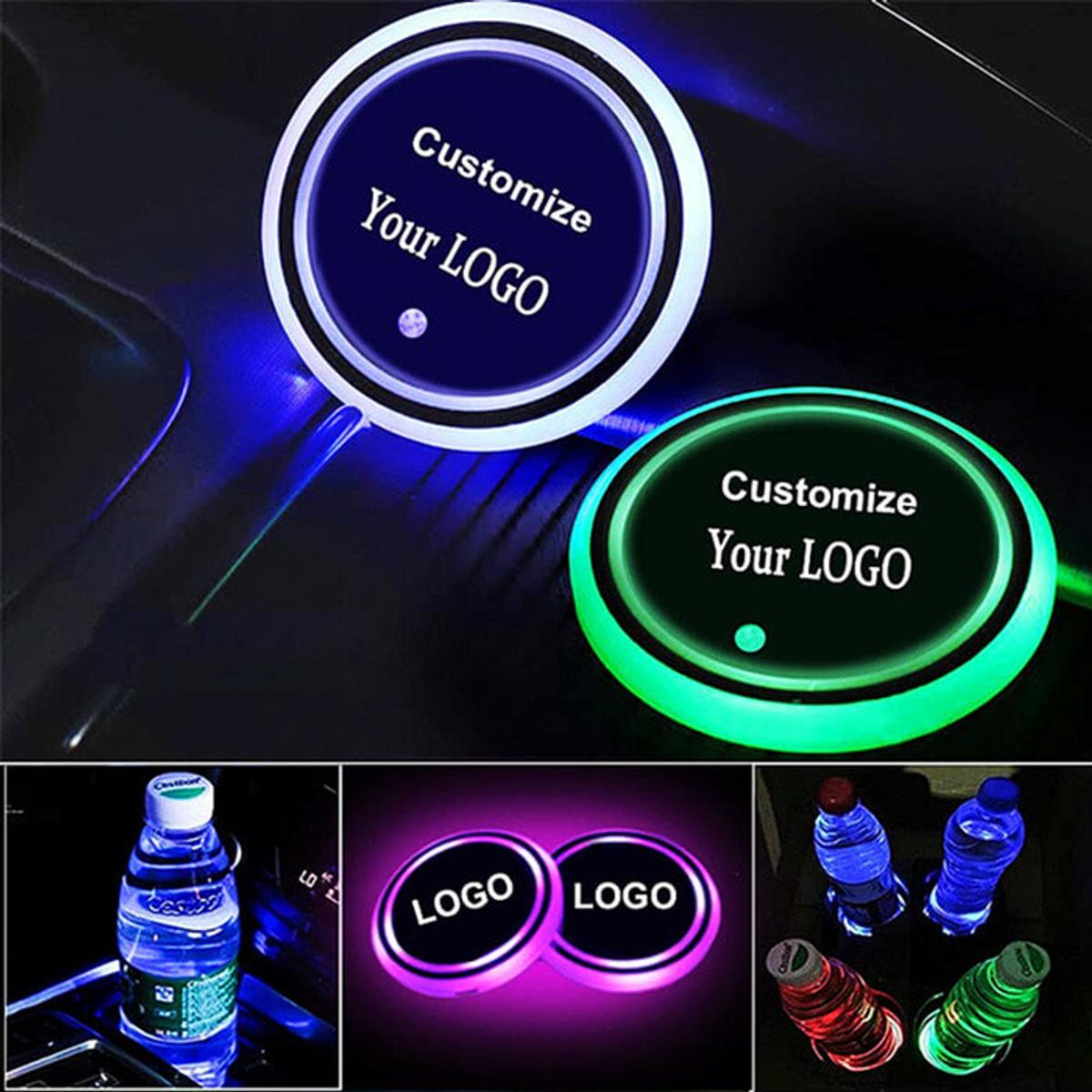 2X Custom LED Cup Holder Lights with 7 Colors Changing