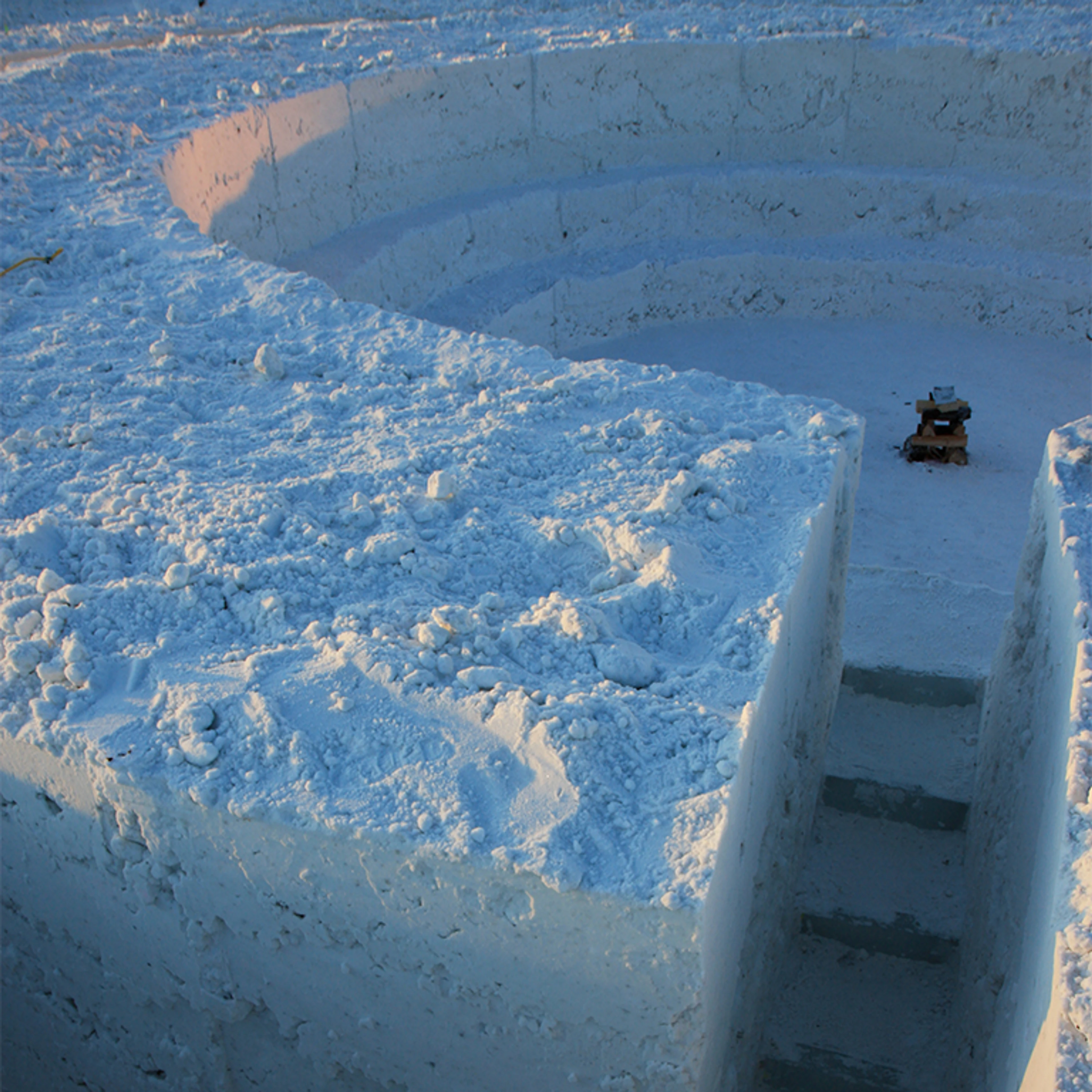 ice steps and seating area built into northern sky circle - Alaska USA