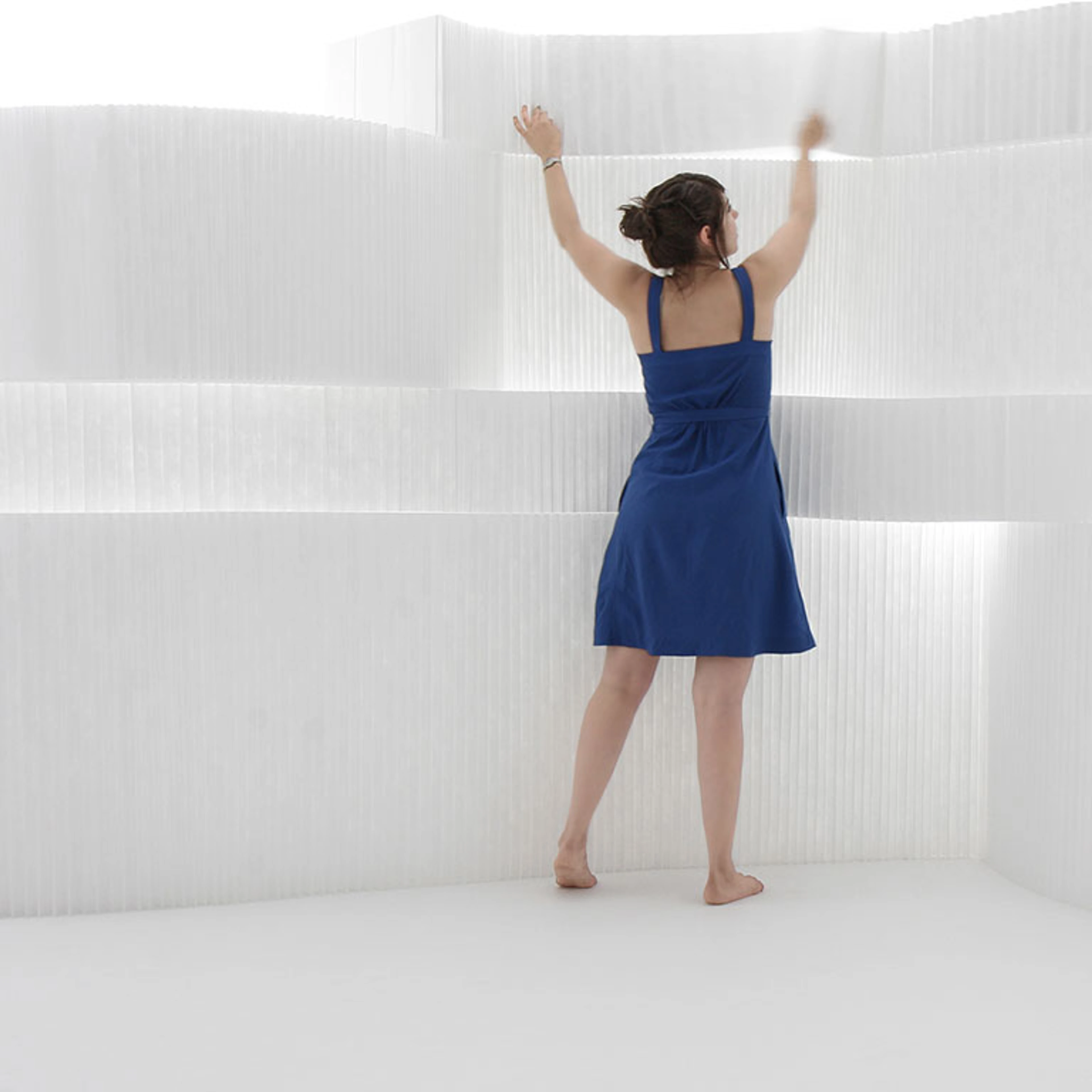 This folding wall is made up of flexible building blocks designed by Stephanie Forsythe and Todd MacAllen for molo. The expanding paper partitions are available in several colours.