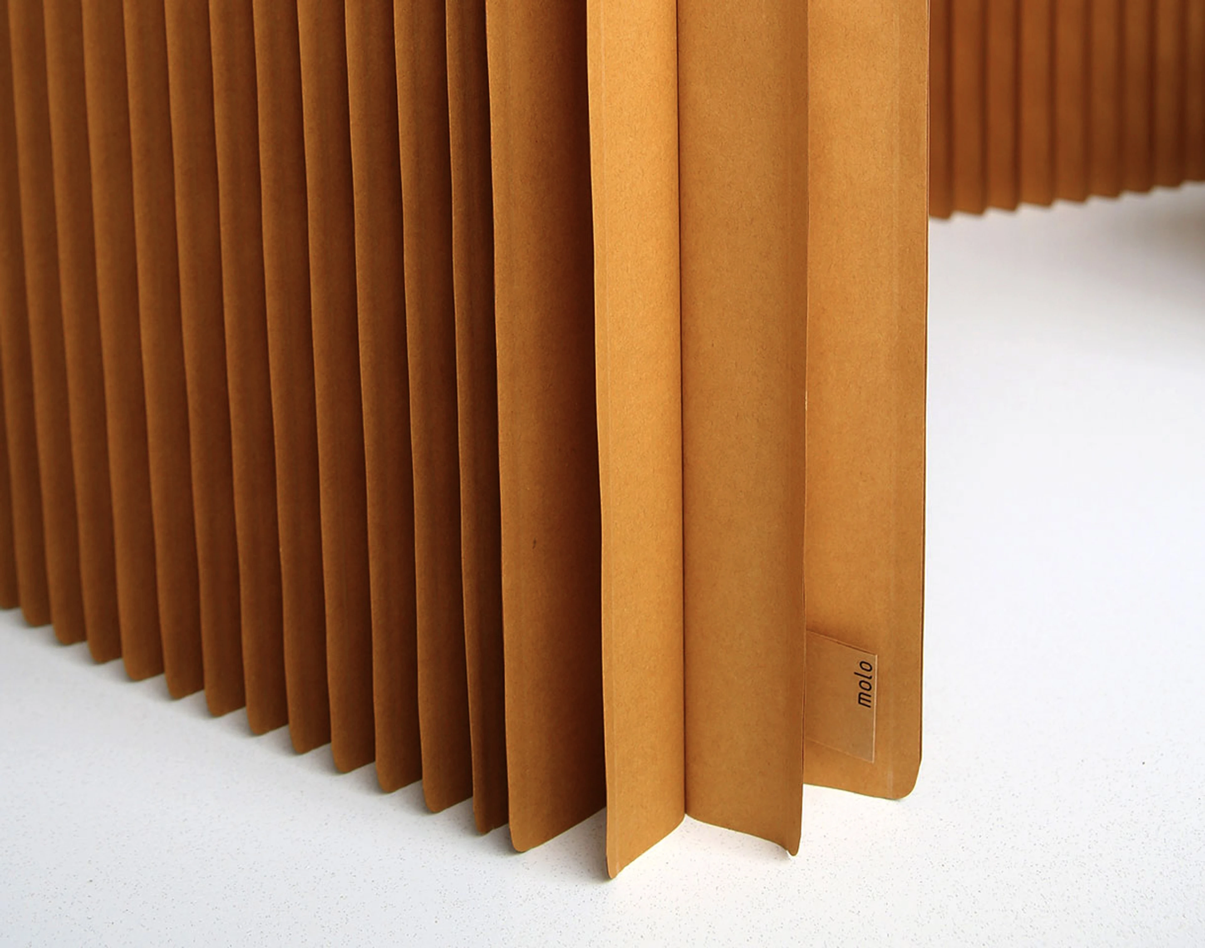 detail of the new bevelled edge on paper softwall