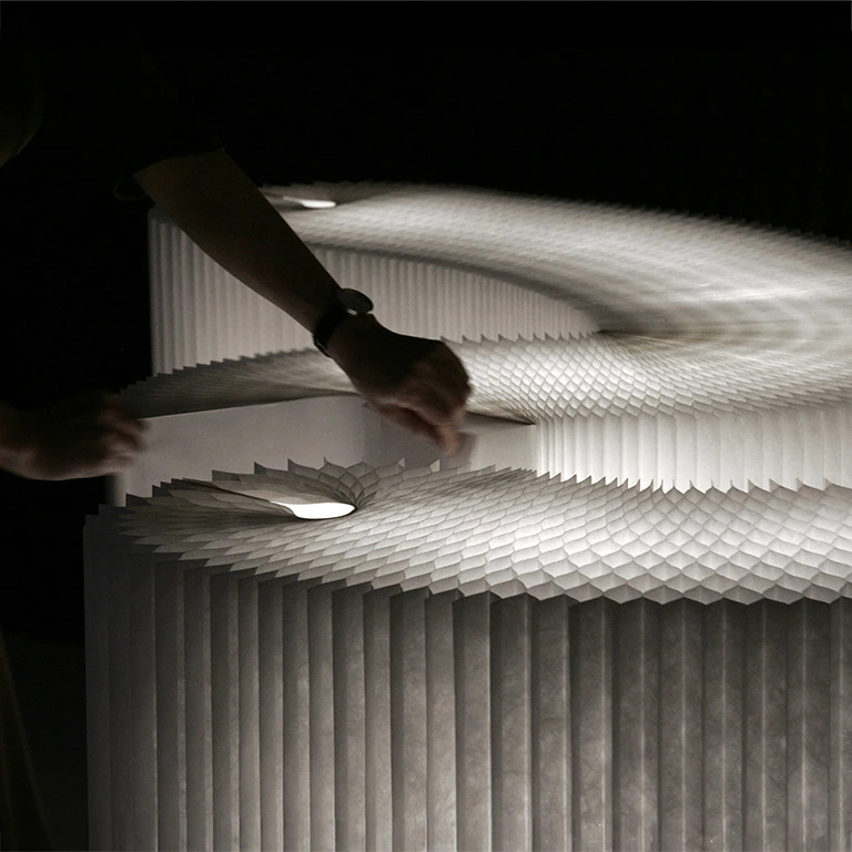 white softblocks as flexible display furniture, illuminated by LED - molo 2009