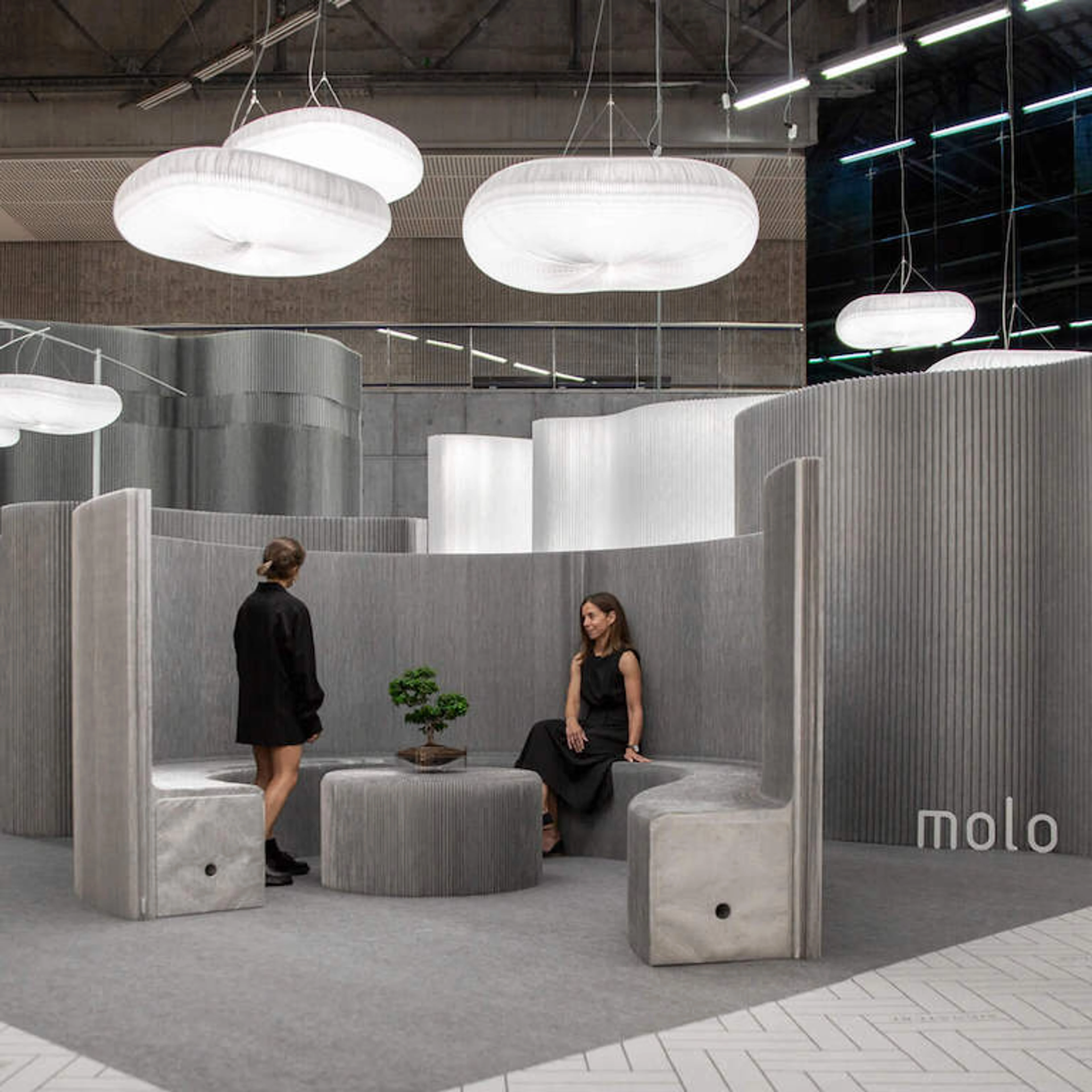 mobile aluminum textile wall partitions by molo