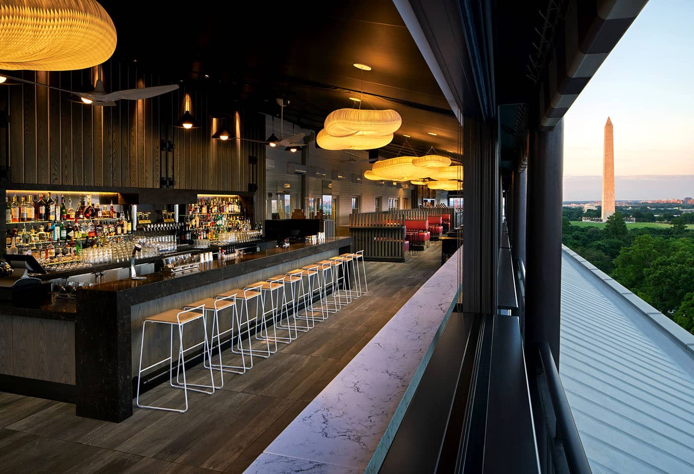 cloud softlight hanging pendant lamp - Terrace of W Hotel - Washington DC