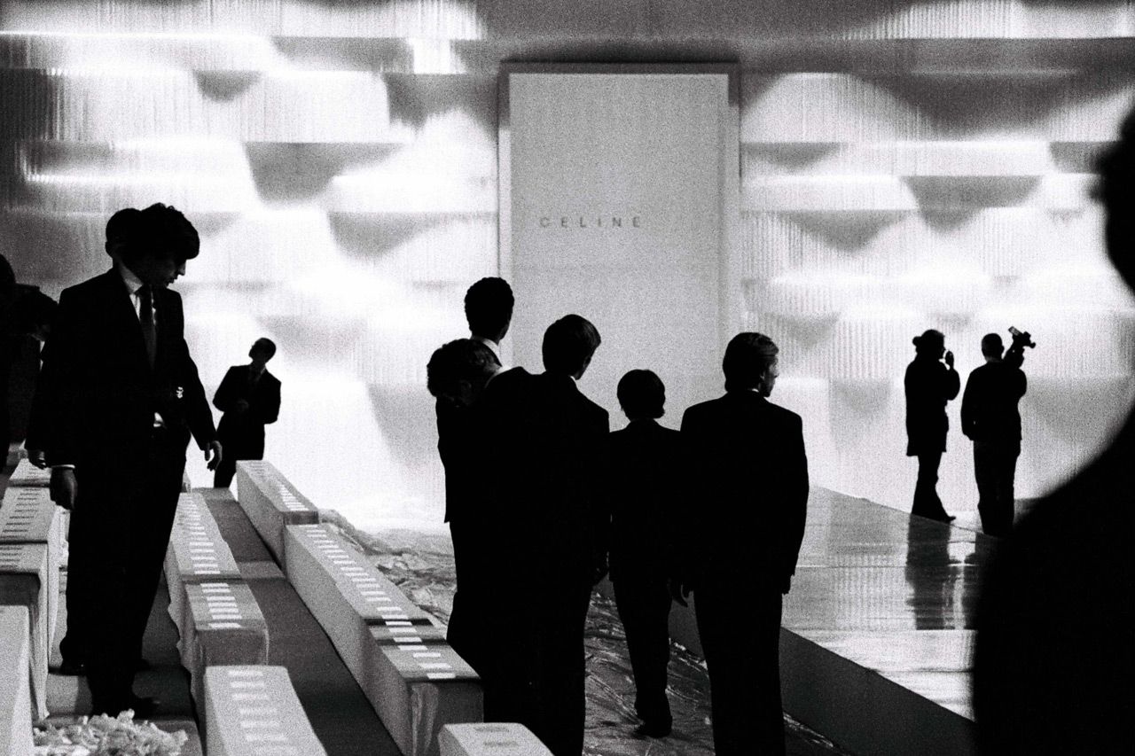 molo white foldable backdrop at CELINE for Paris fashion week