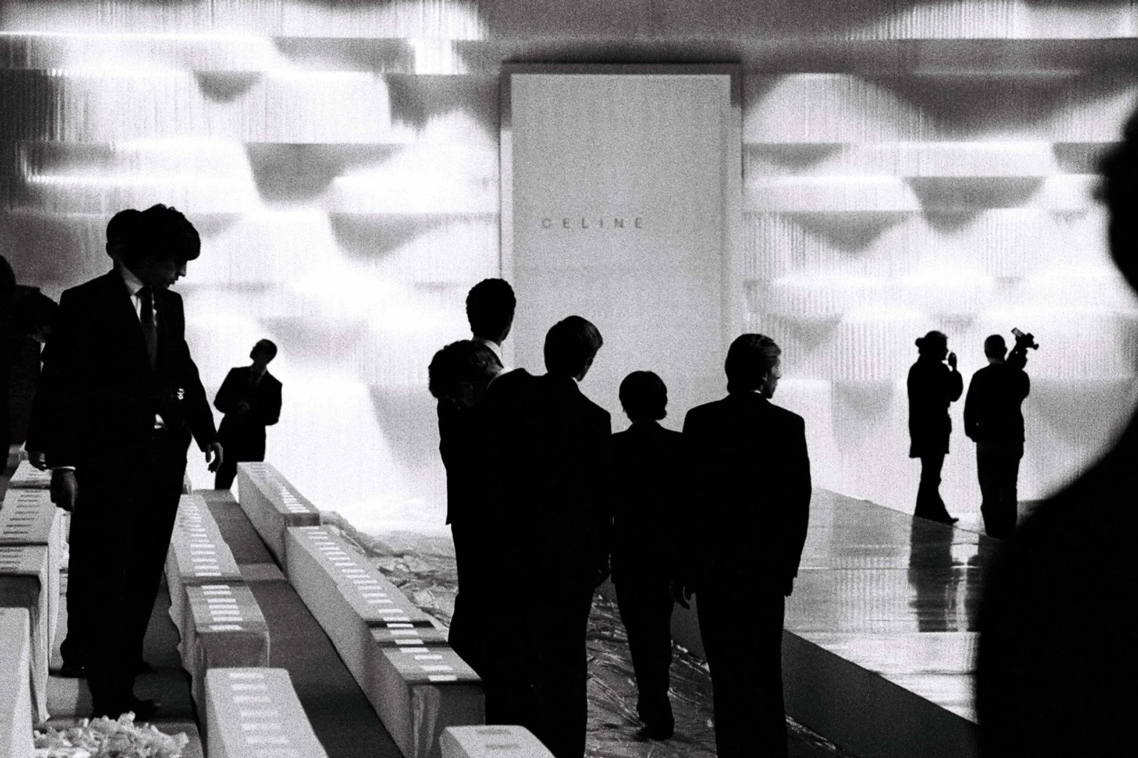 molo white foldable backdrop at CELINE for Paris fashion week