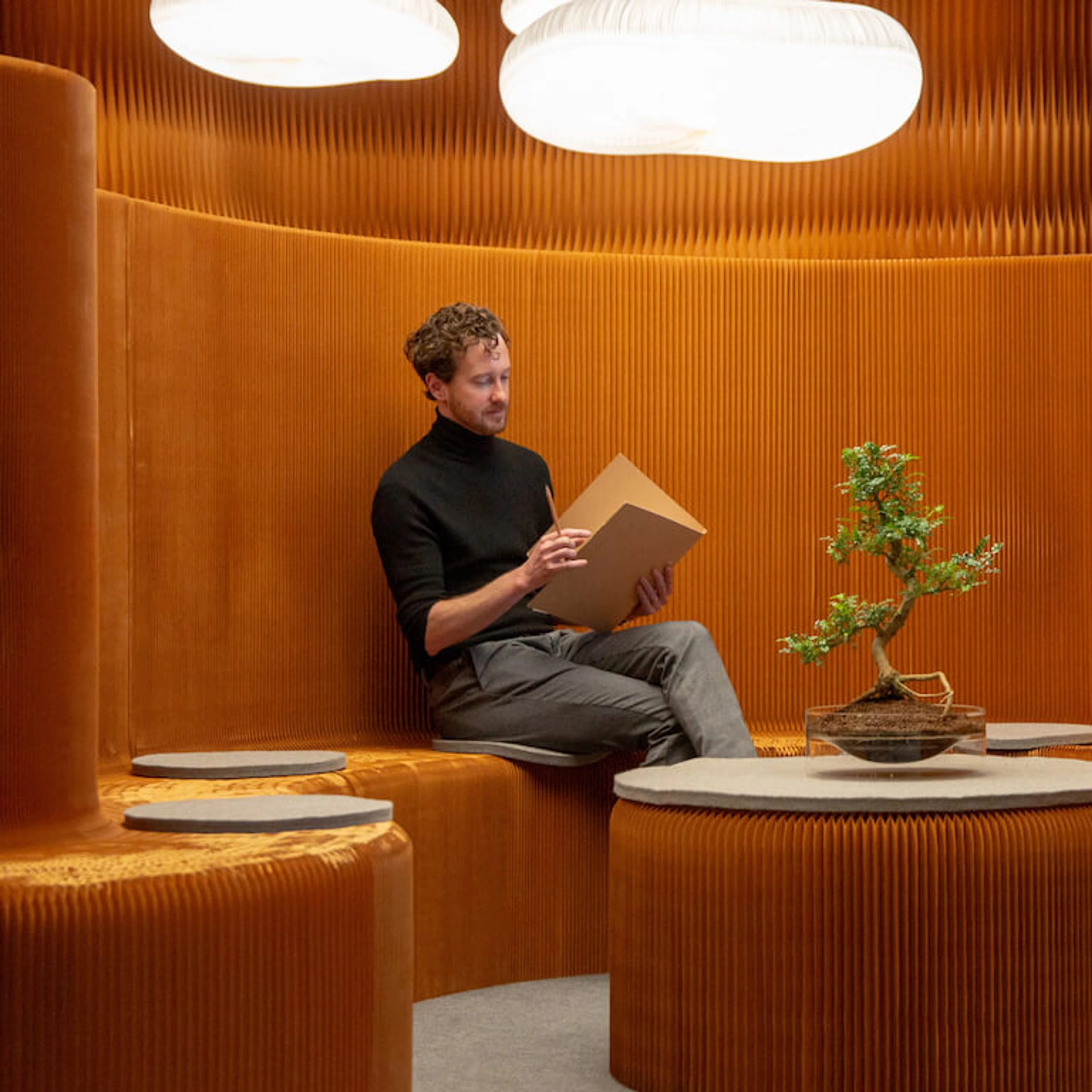 flexible meeting room - paper furniture seating - open office plan