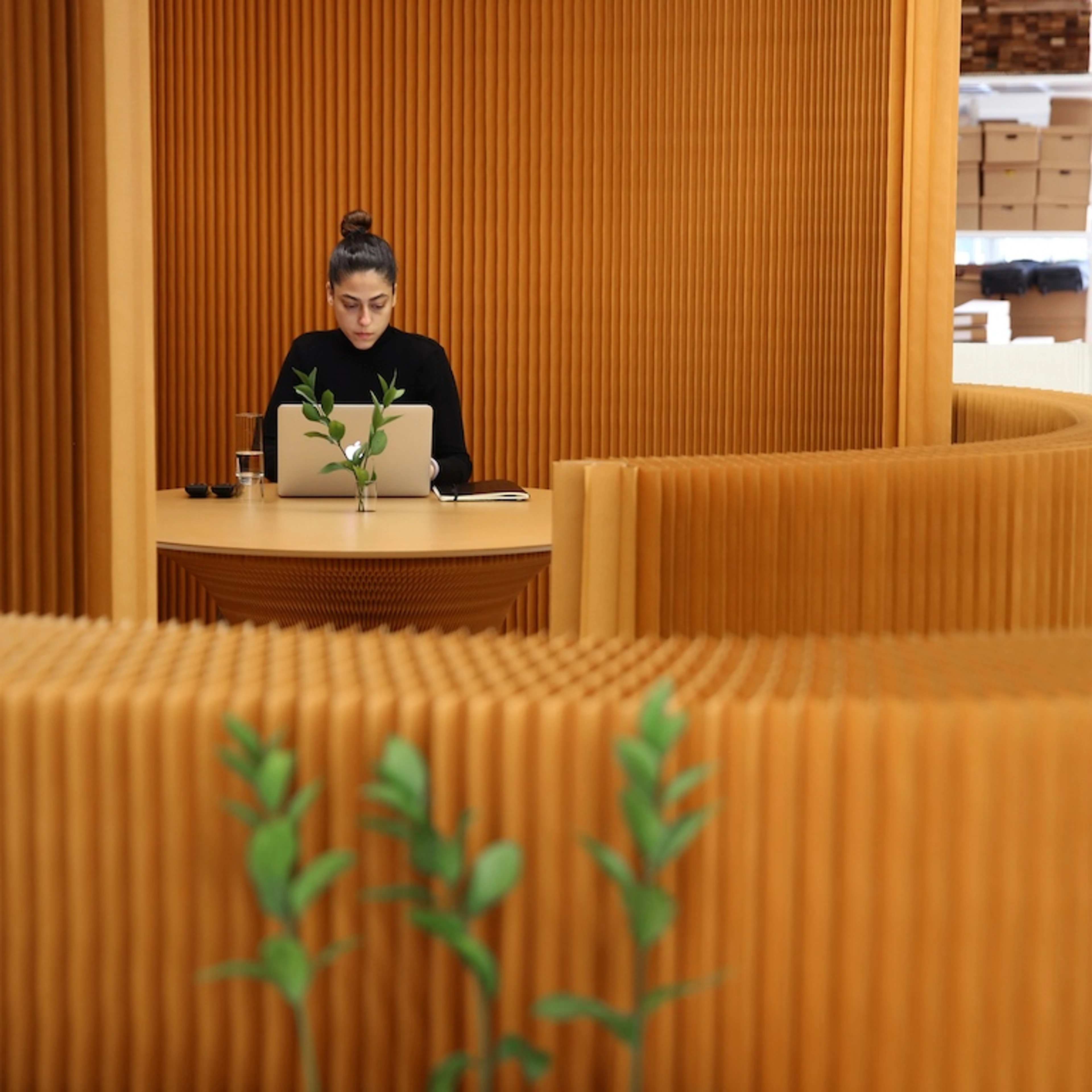 flexible wooden room partitions - office physical distancing