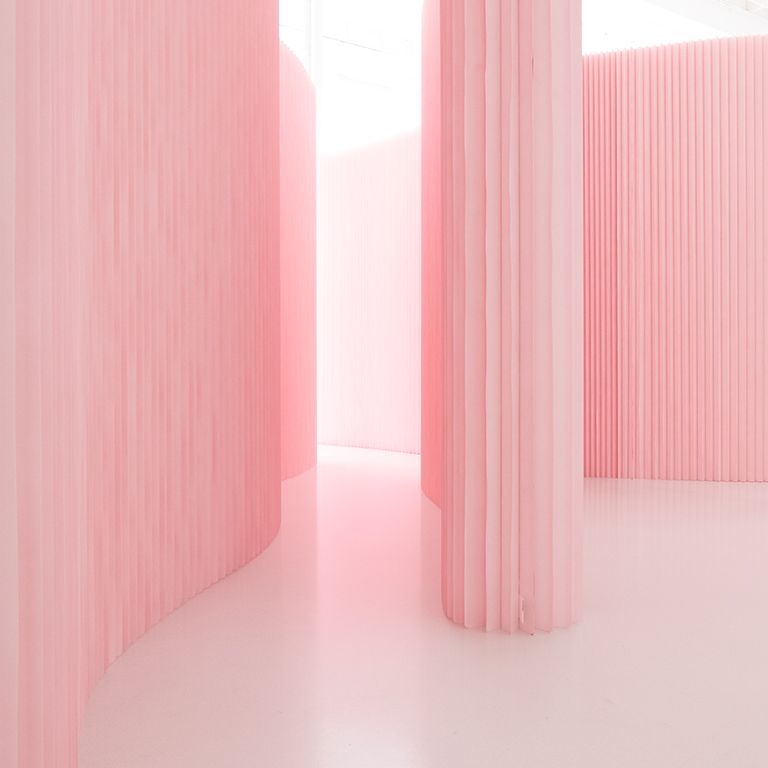 pink softwall, acoustic wall,petal pink, Pantone 12-1305, custom colour walls, molo