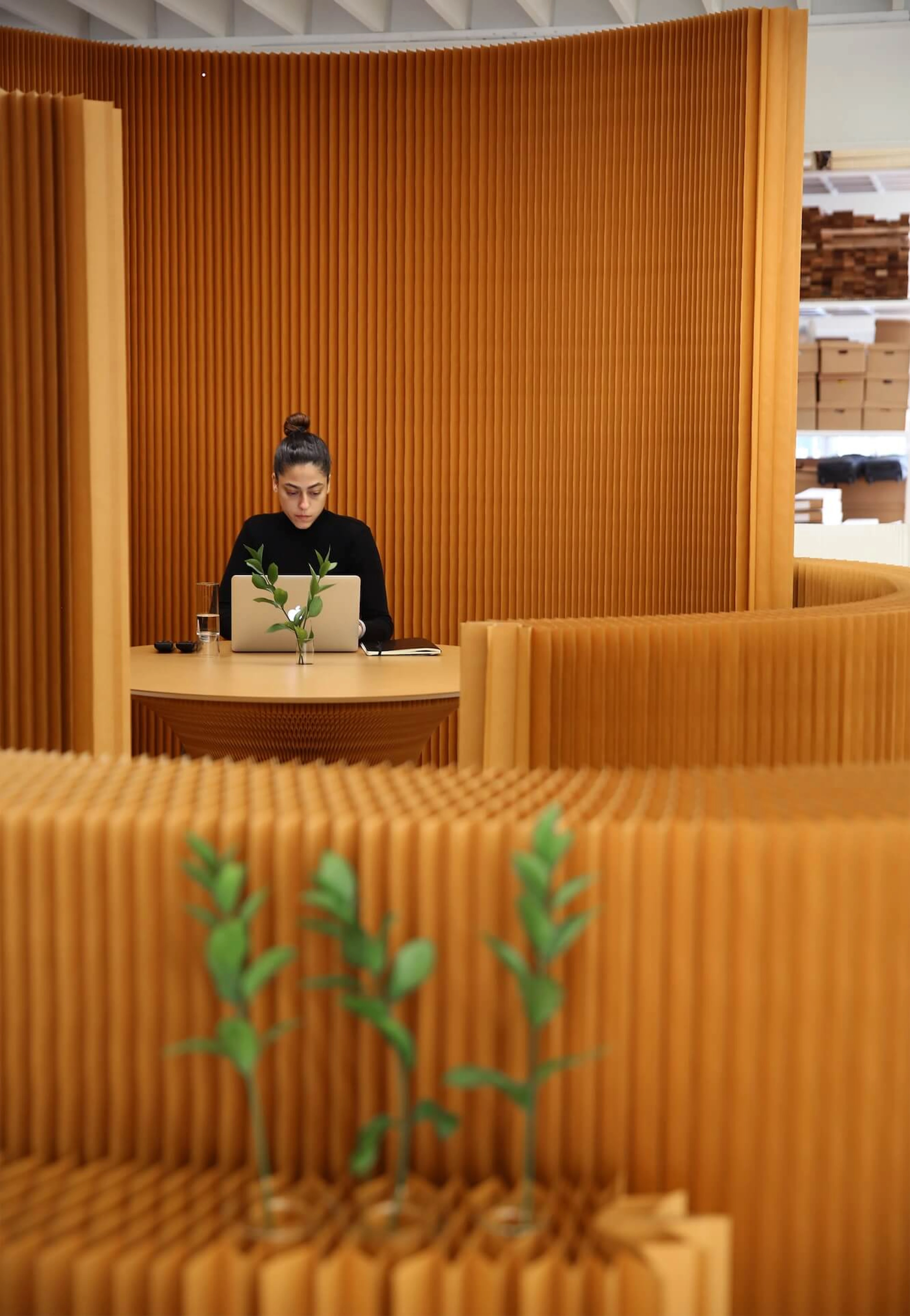 flexible wooden room partitions - office physical distancing