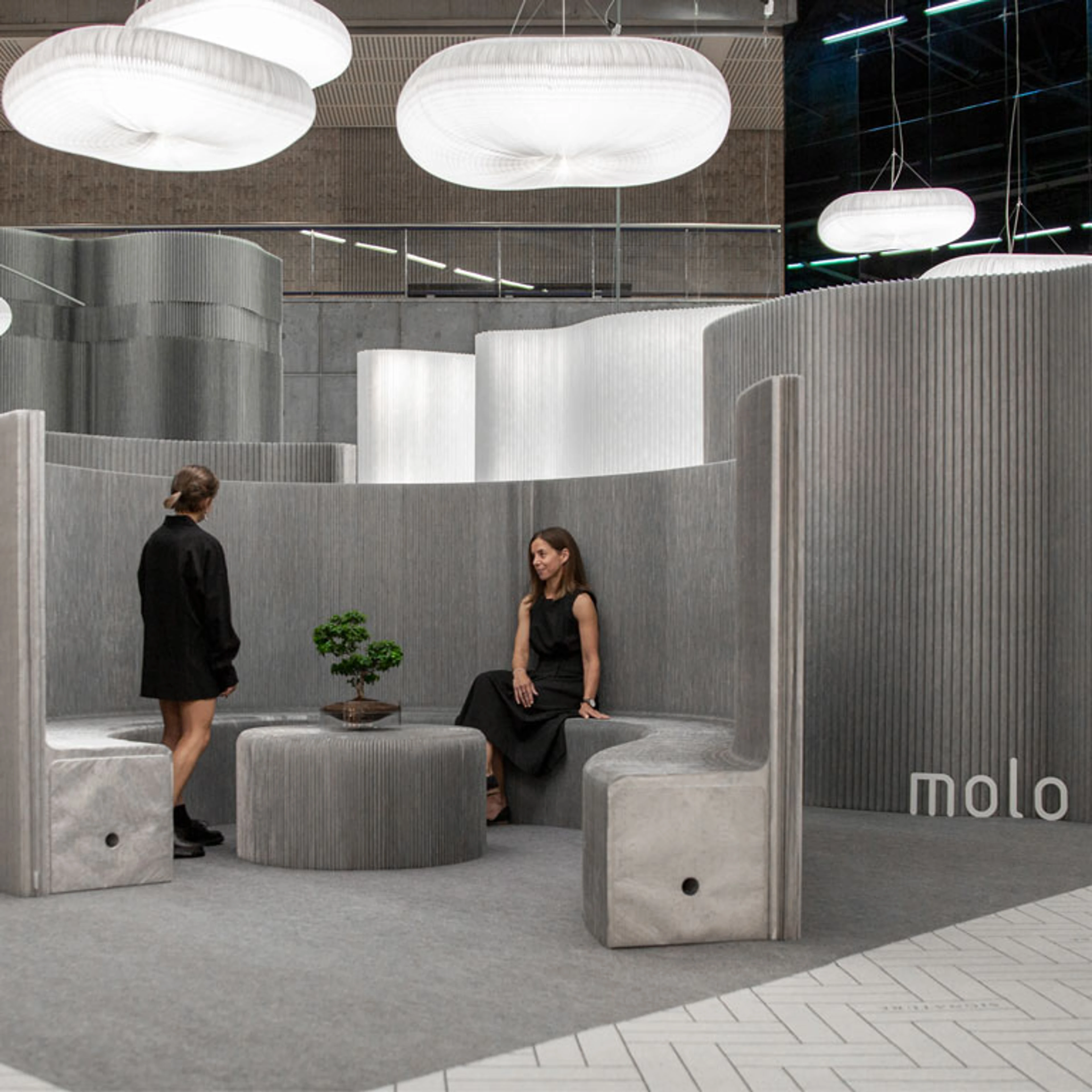mobile textile partition walls - cloud pendant lighting - molo