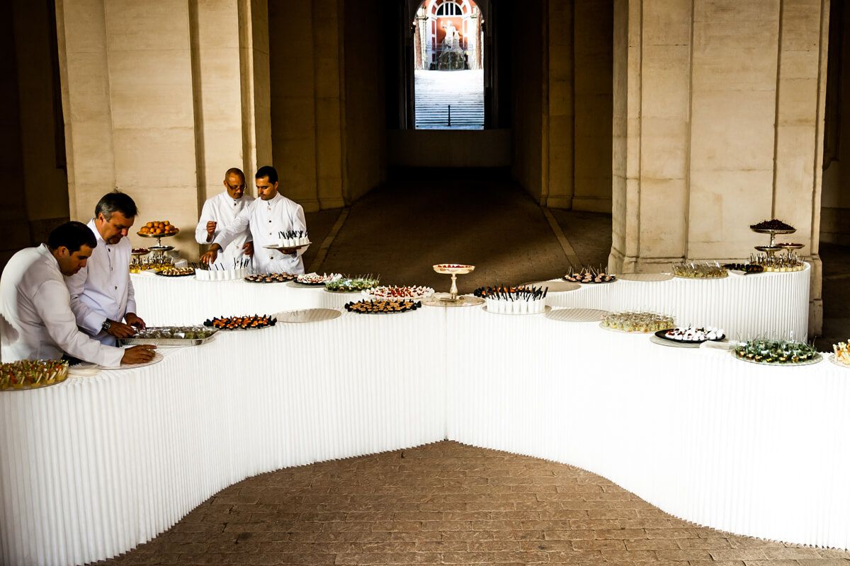 ballroom dividers - textile softblock used as a serving station