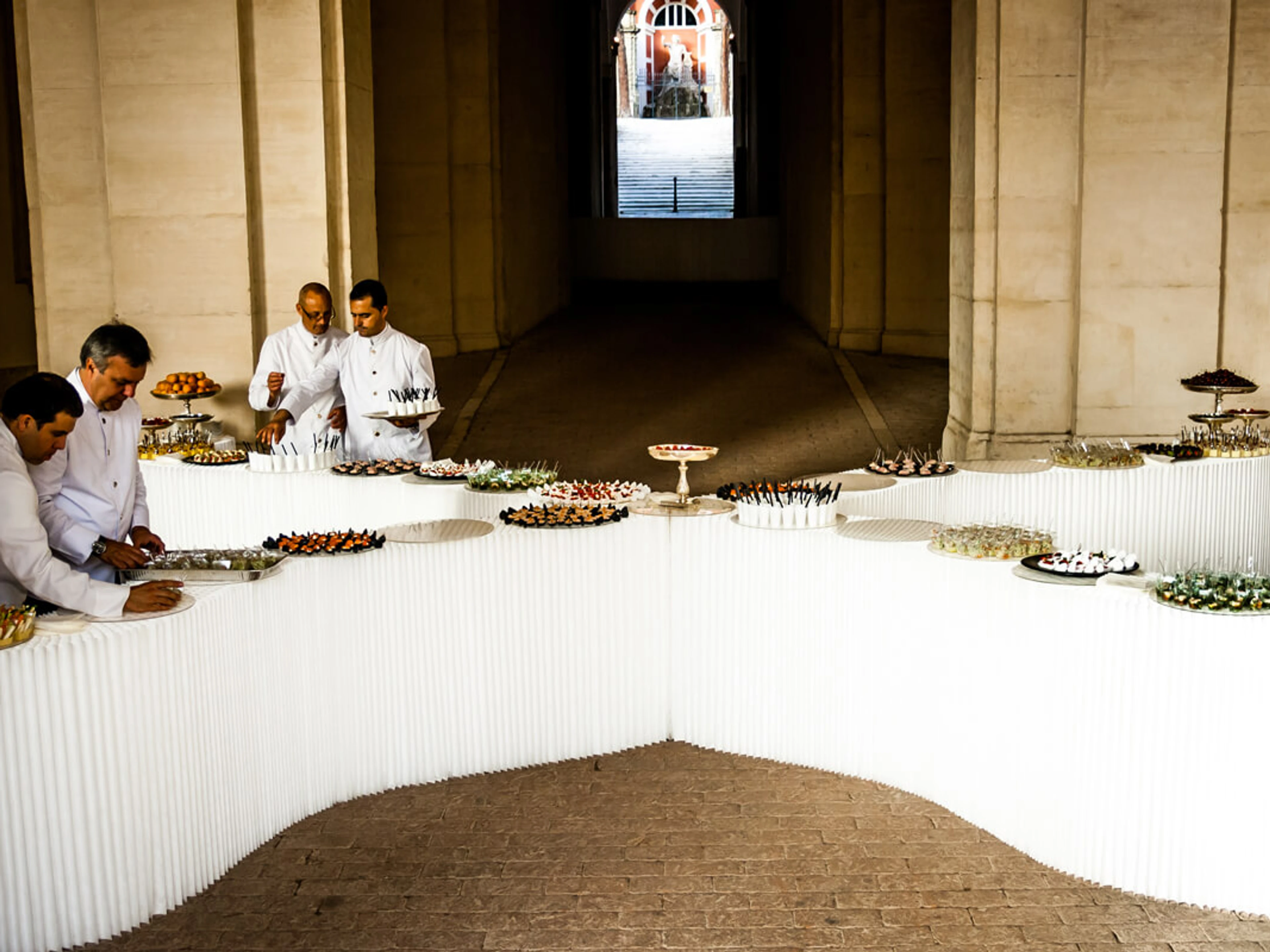 ballroom dividers - textile softblock used as a serving station