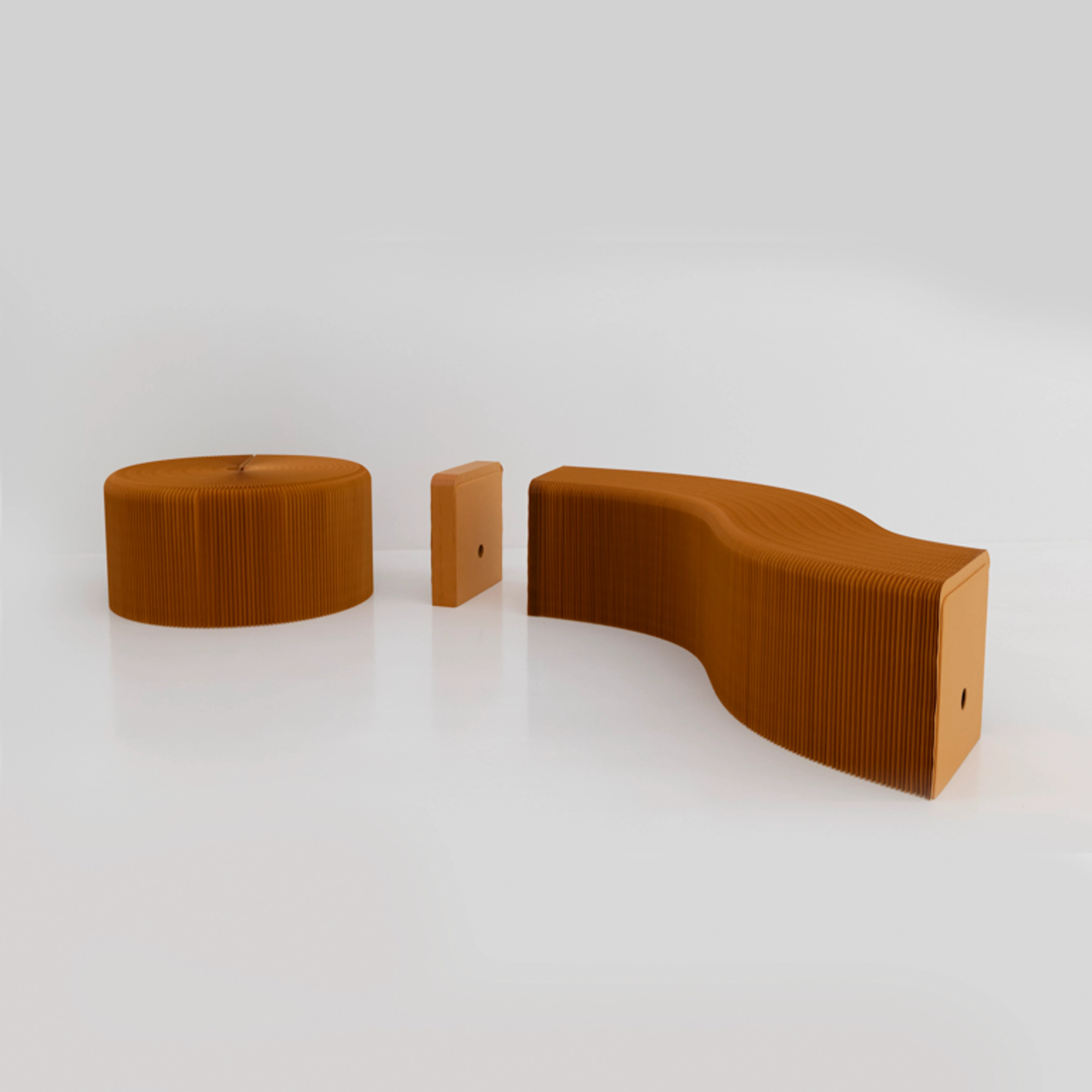 paper softseating, folding paper stool, bench and table molo