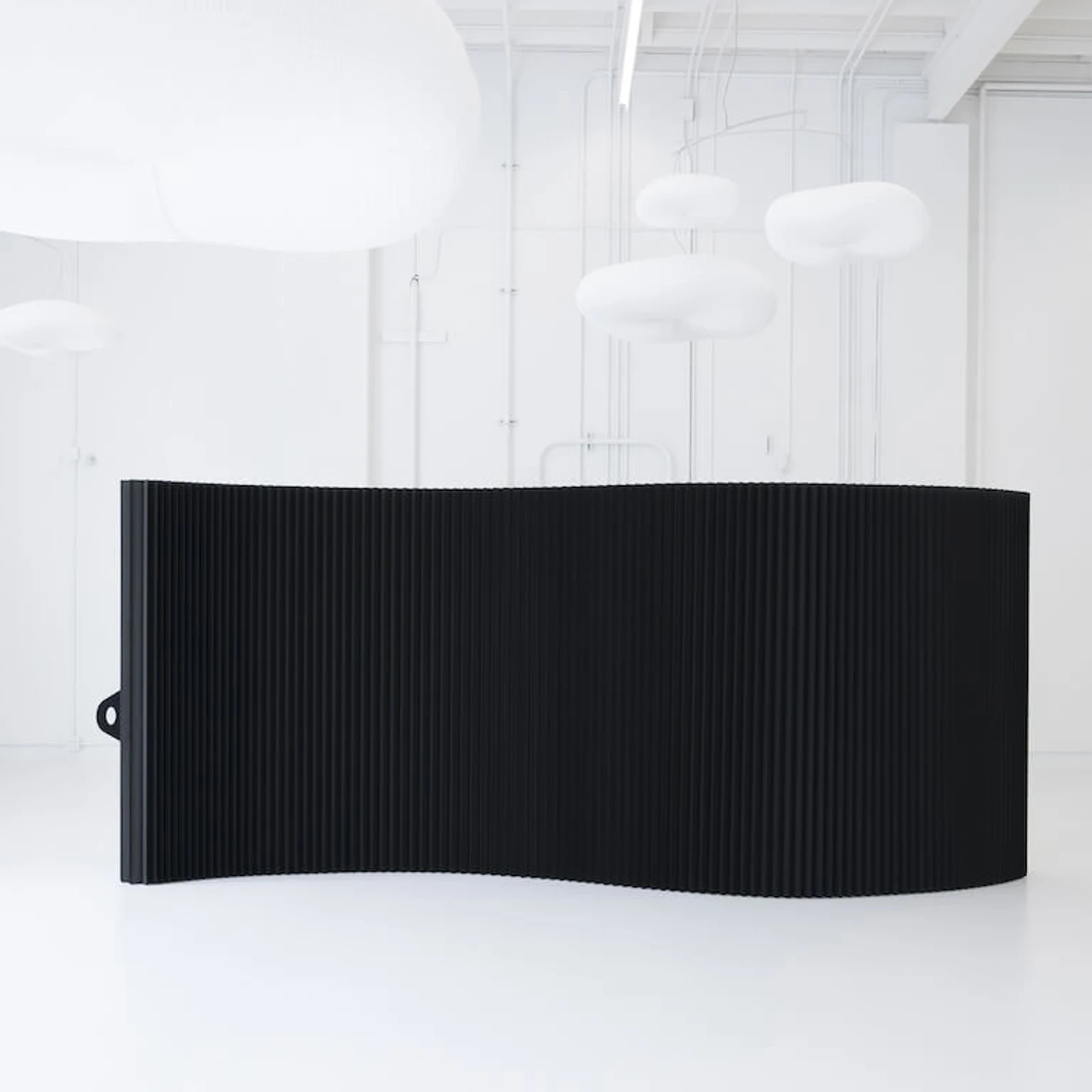 mobile flexible wooden room partitions - ink black