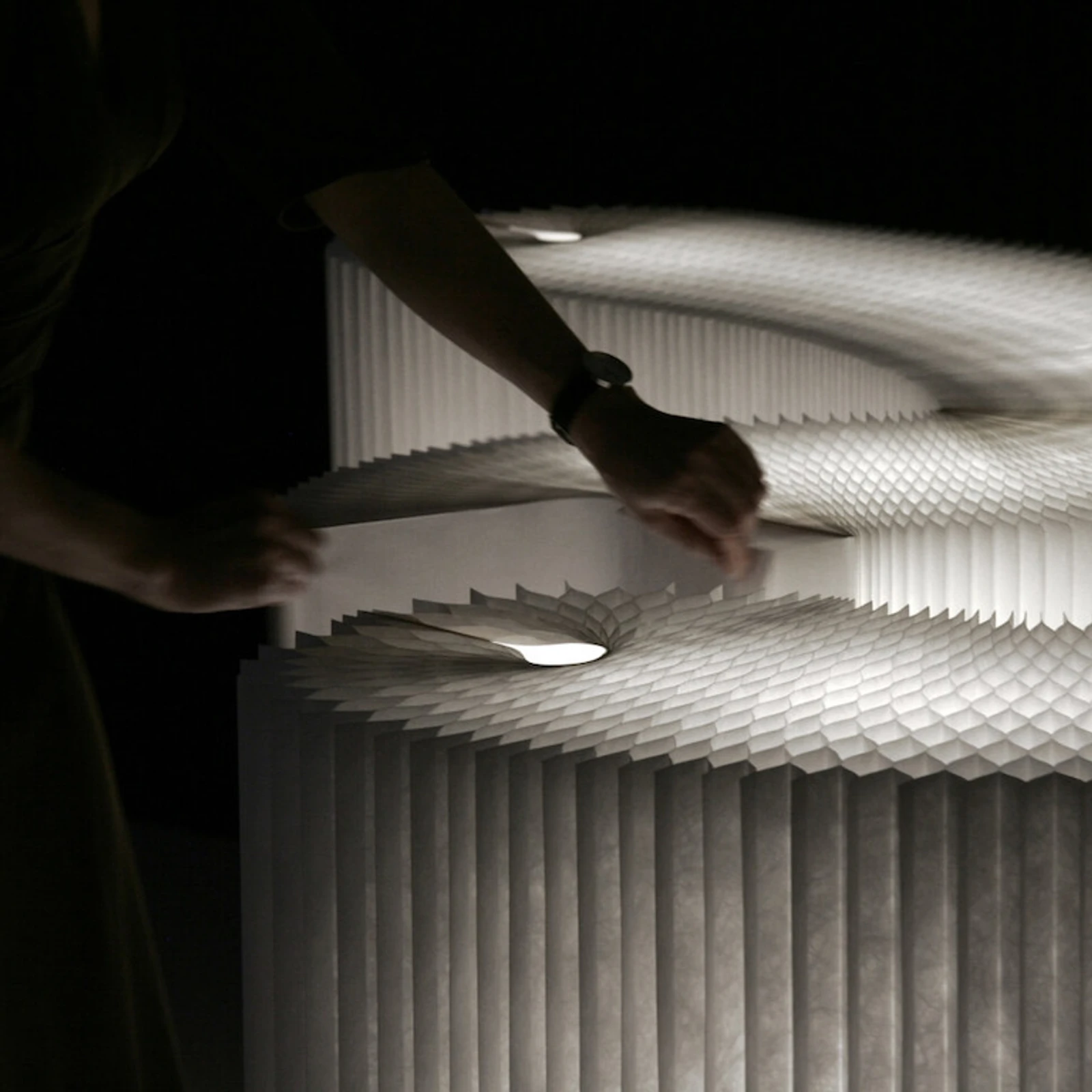 mobile LED softblock with magnetic end panels - room divider for entryway