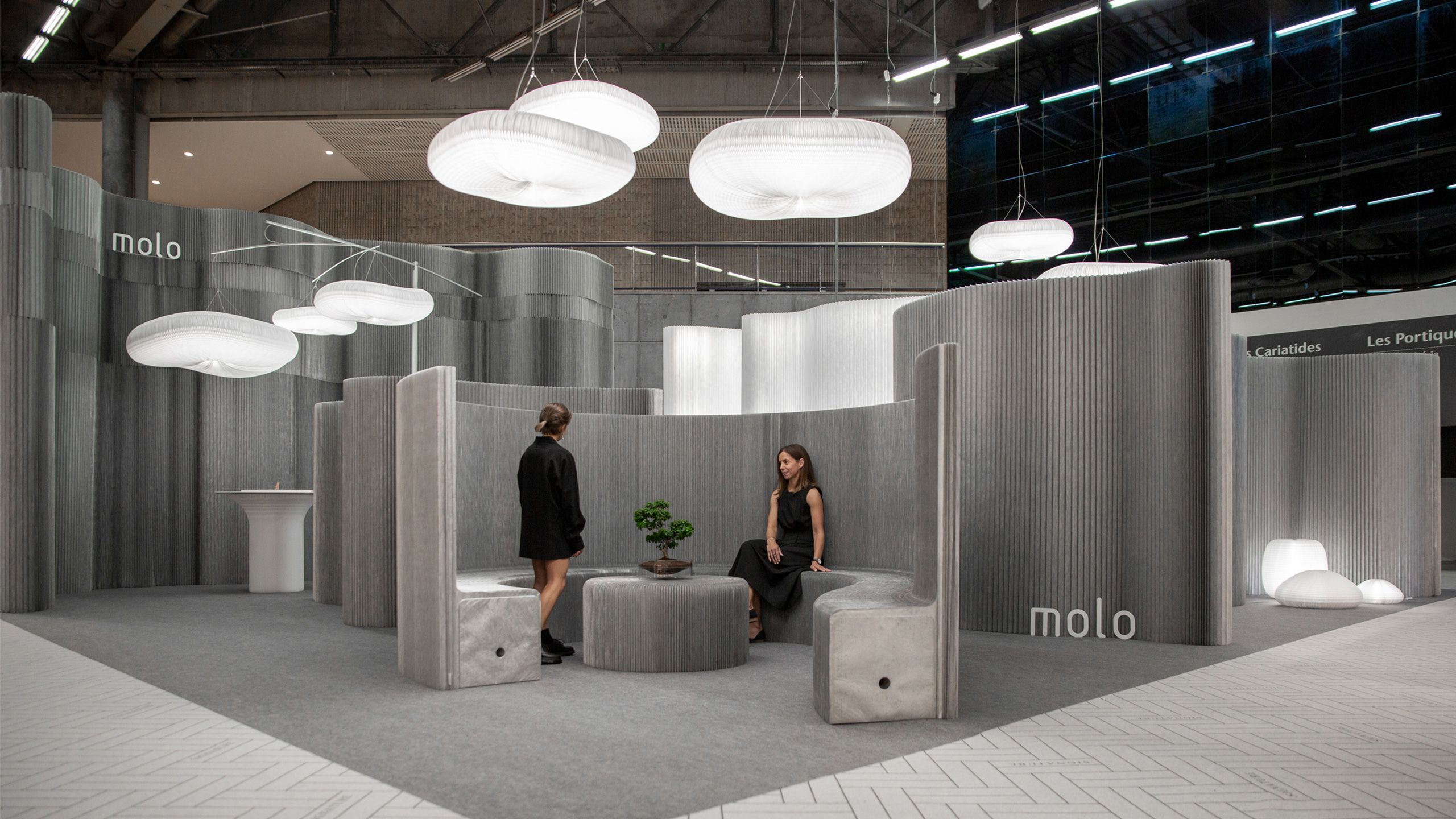 aluminum textile wall partitions cloud pendant lighting by molo