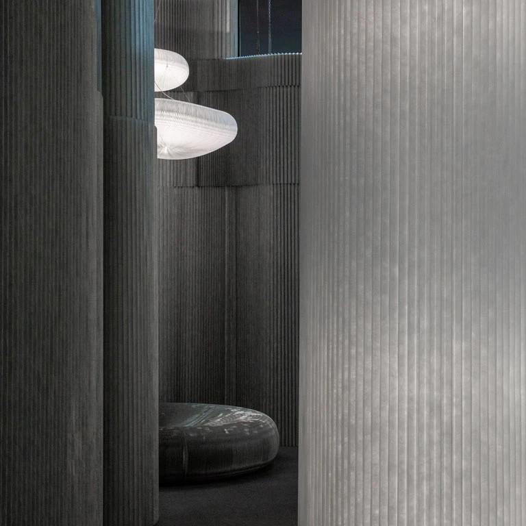 aluminum partition wall, furniture, cloud lighting by molo - imm cologne 2020
