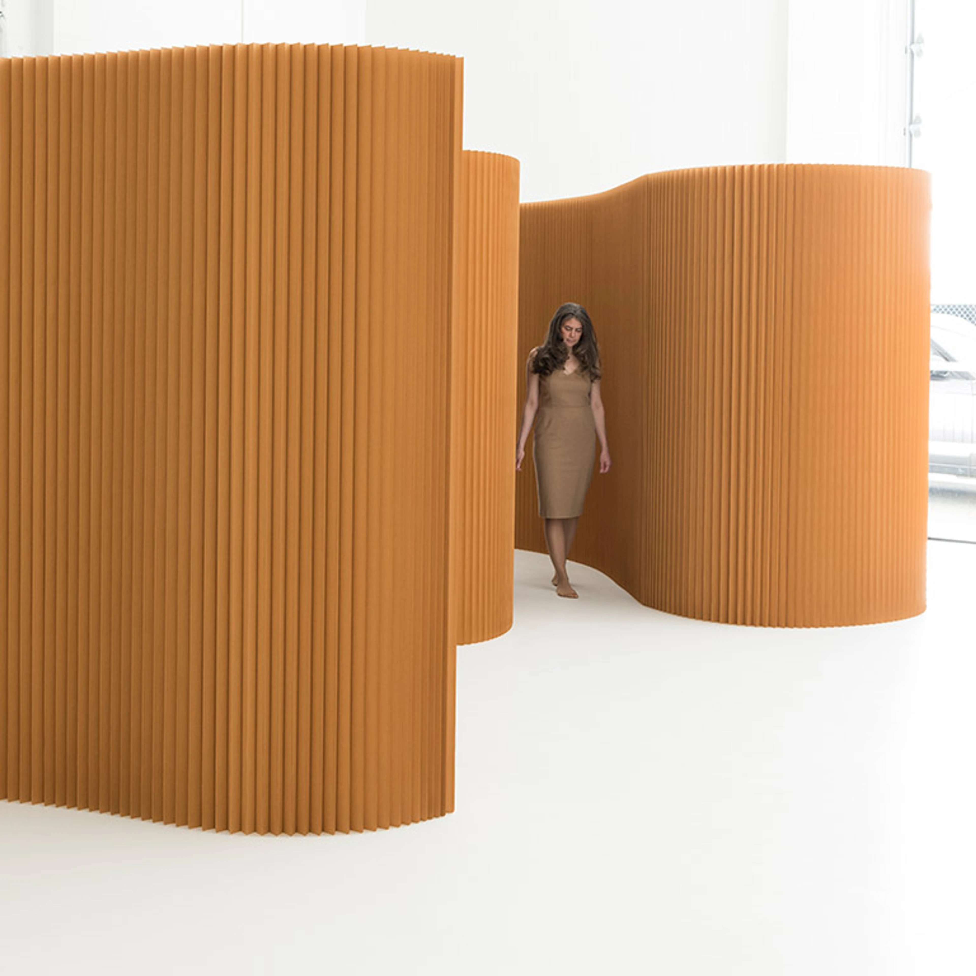 softwall acoustic partitions that can be made into any shape, these paper room dividers make for sculptural backdrops as well as practical privacy screens.