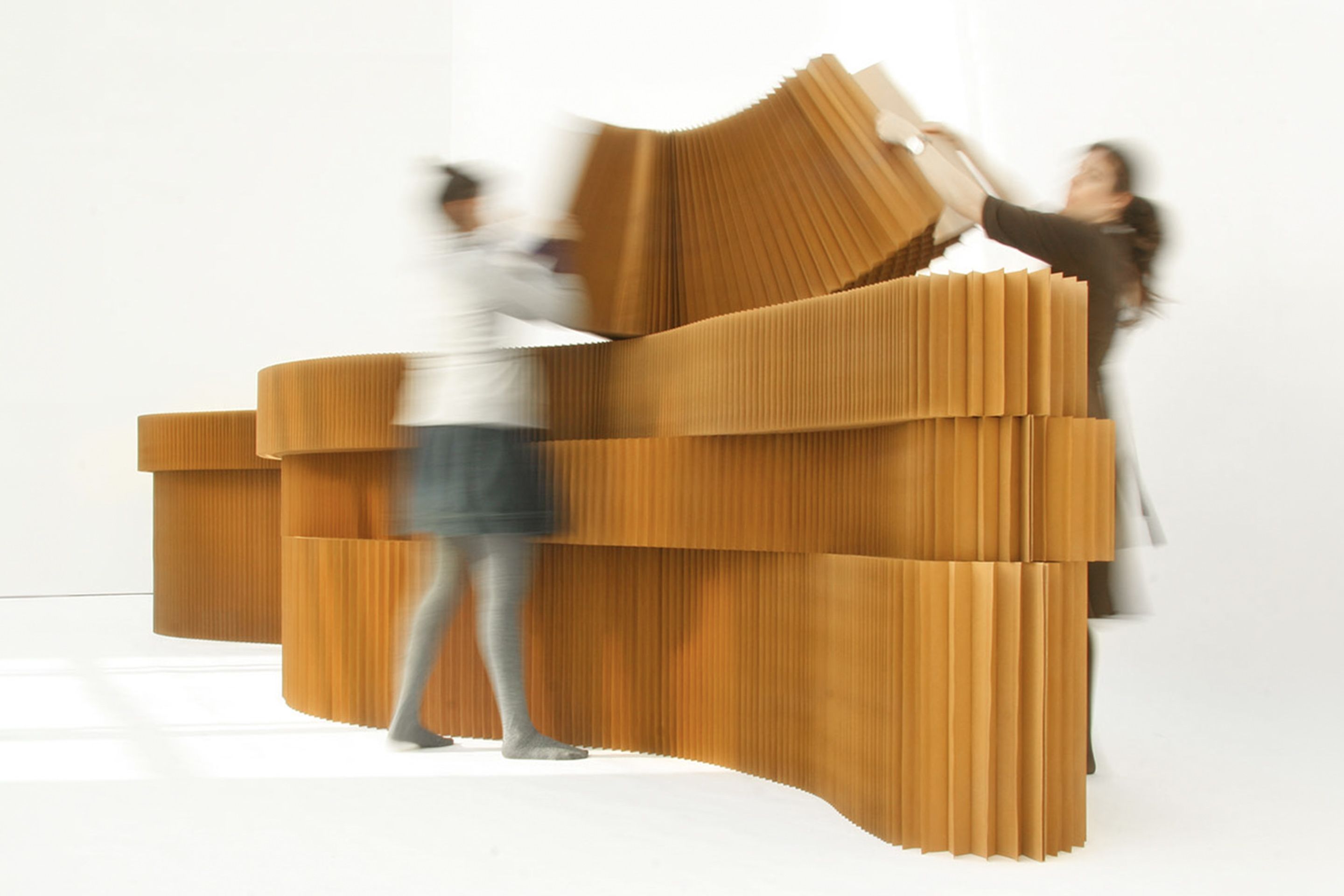 Layering different heights of softblock to build a taller wall or stage backdrop increases its sculptural and textural quality.