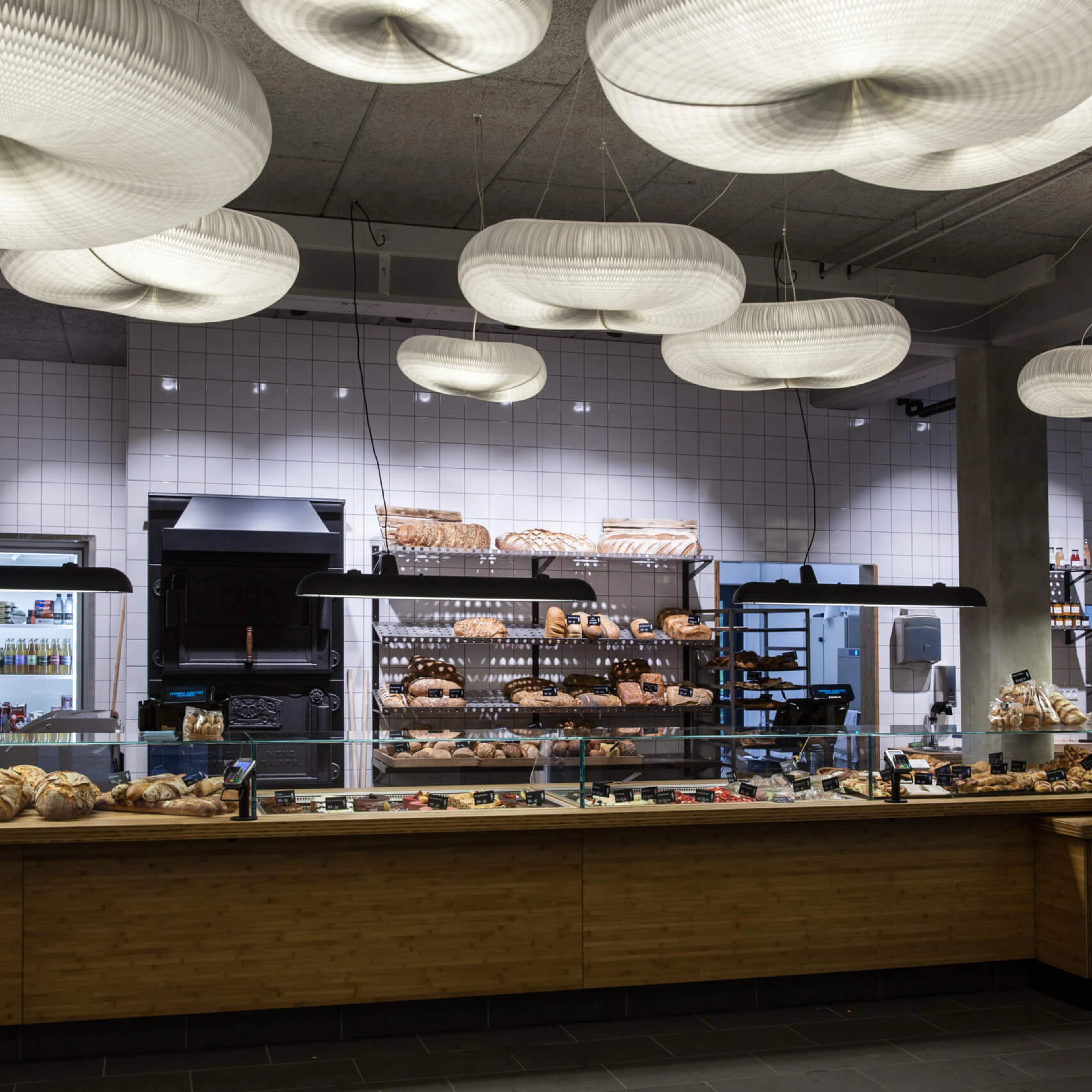 luxury resort light ideas - cloud light pendant by molo featured at Farumhus Konditori - Birkerød