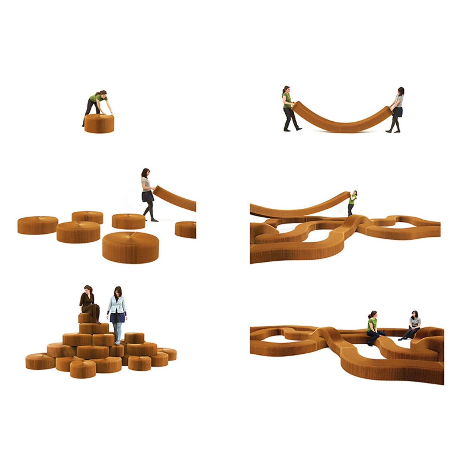 Folding Paper Stool Bench - SoftSeating Paper Furniture