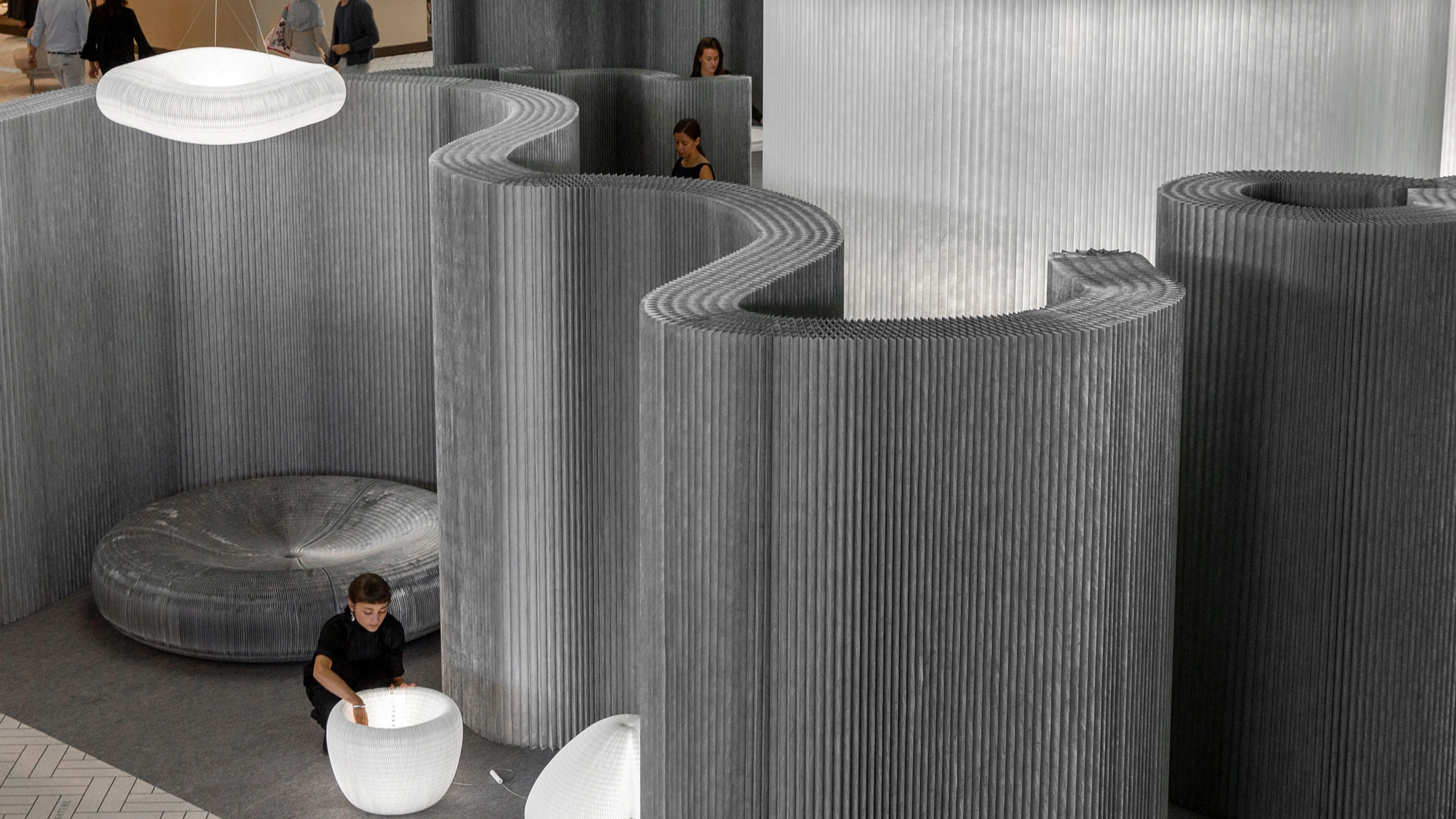 aluminum partition wall furniture lighting by molo - imm cologne 2020
