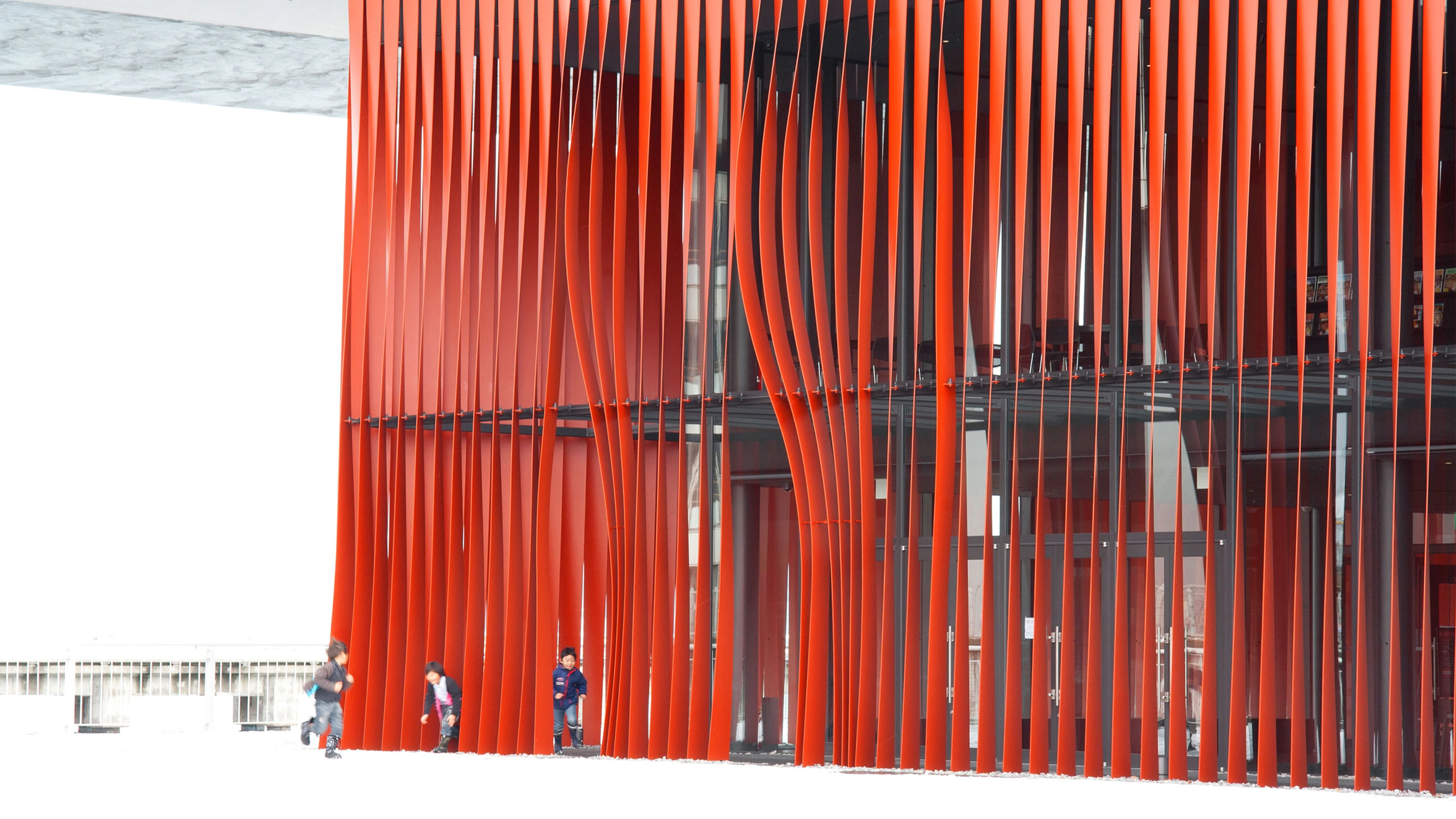 snow outside Aomori Nebuta House - paper furnishing and design Japan