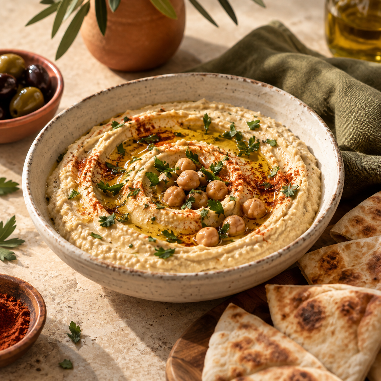 Classic Hummus — illustrative AI-generated menu photograph